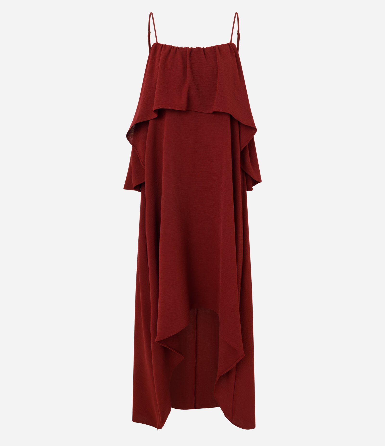 Vestido Midi Fluido com Camada Sobreposta Vermelho 1