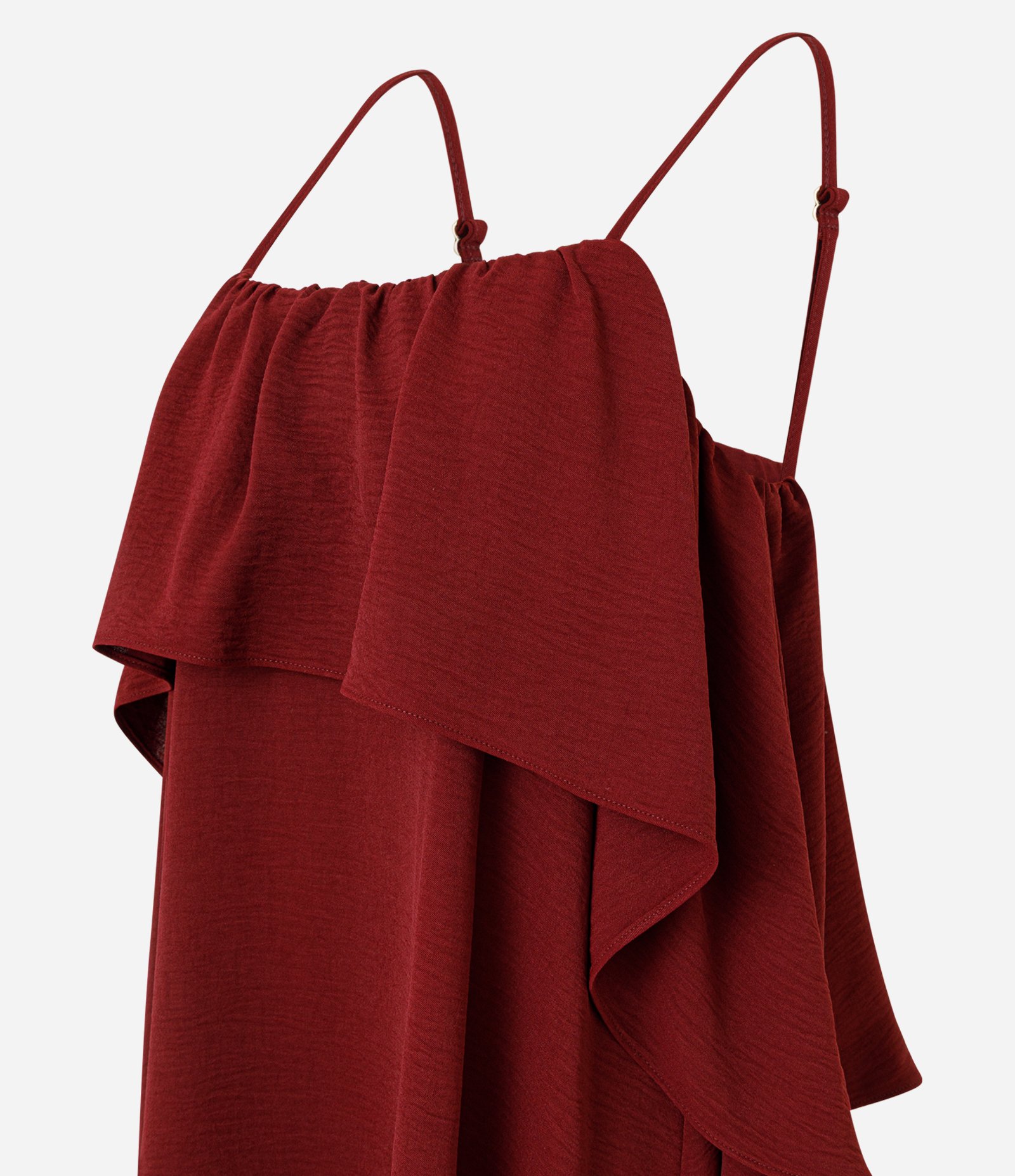 Vestido Midi Fluido com Camada Sobreposta Vermelho 2