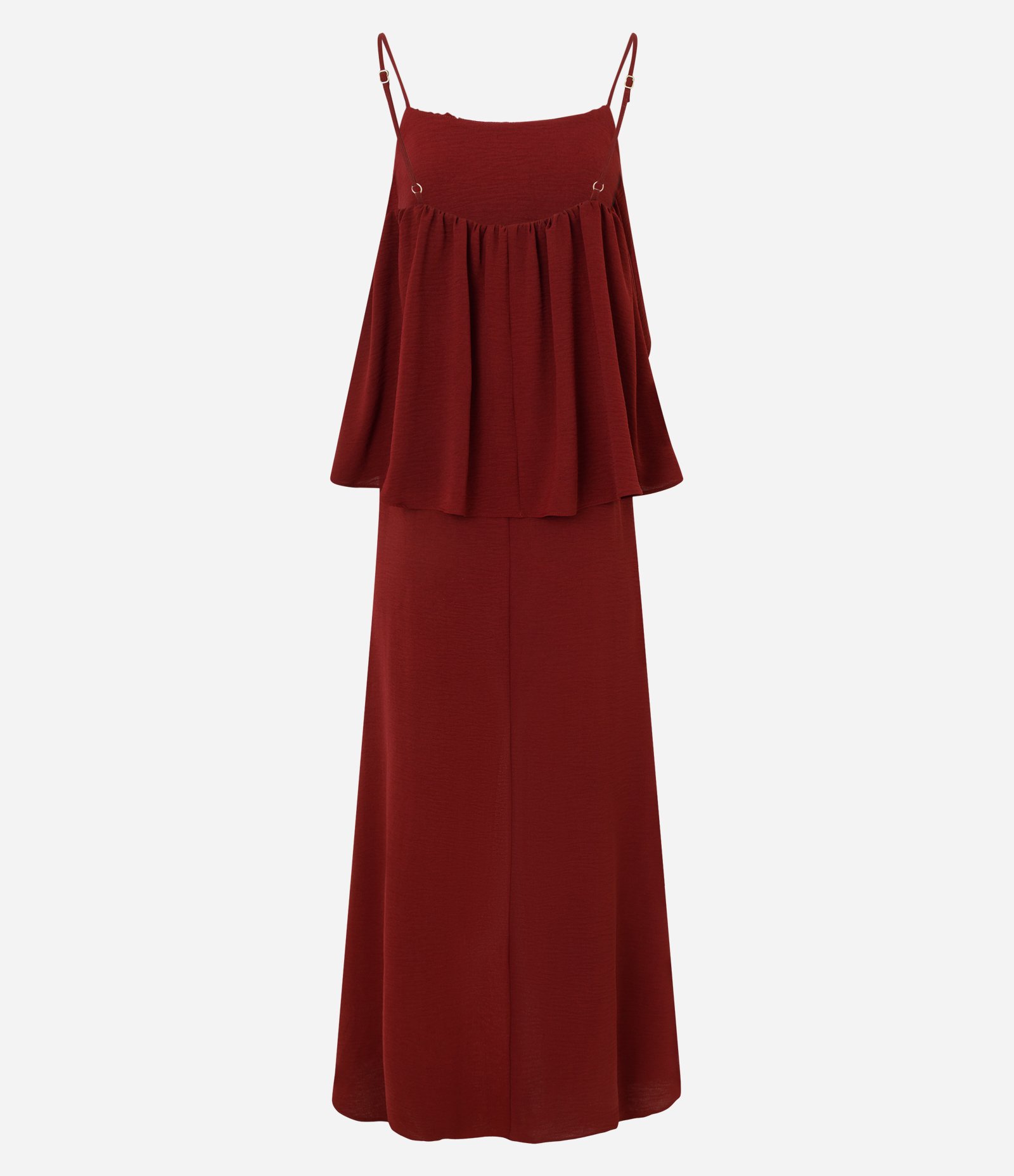 Vestido Midi Fluido com Camada Sobreposta Vermelho 3