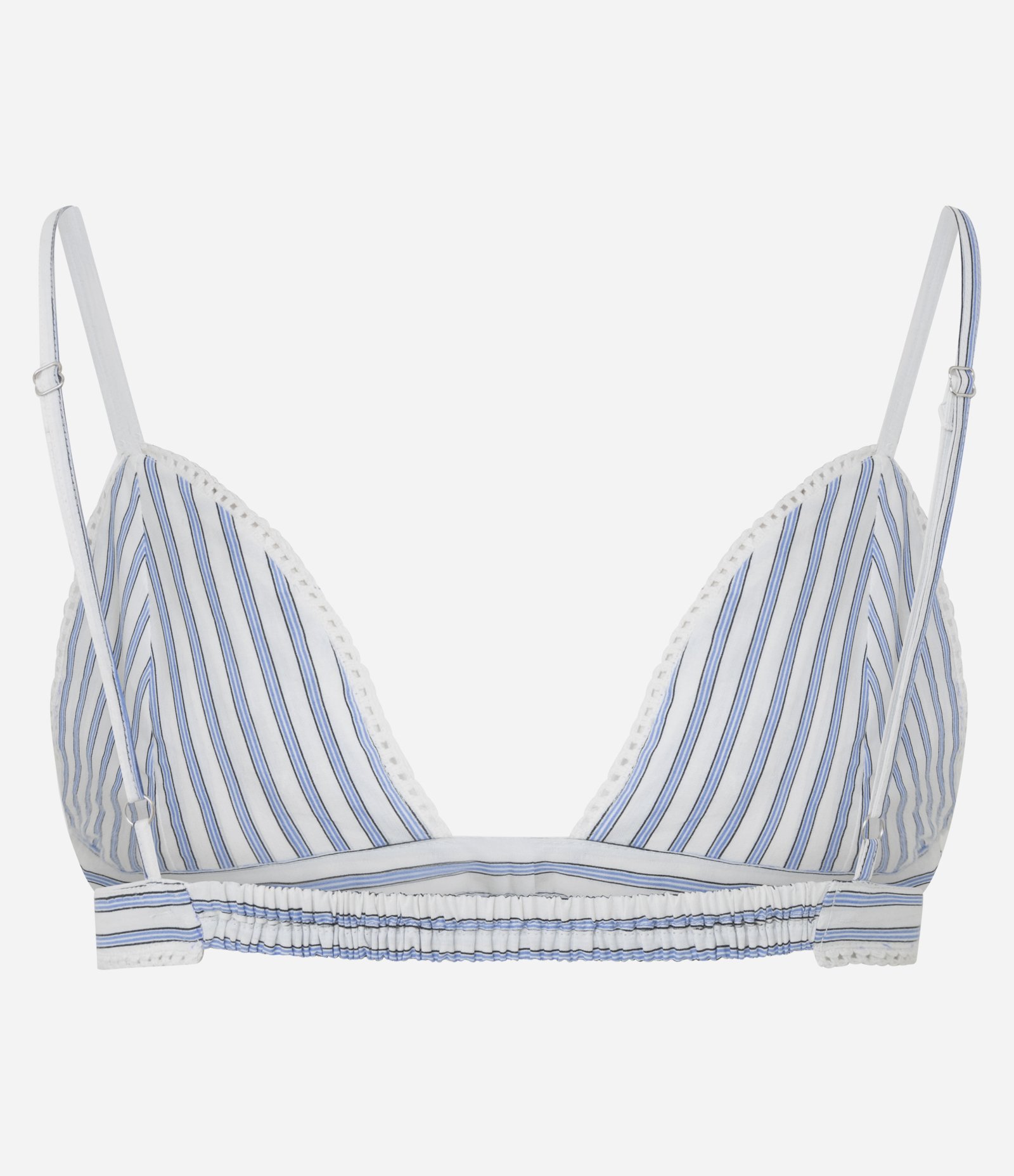 Top em Tricoline Listrado com Bordado de Miçangas Azul 3