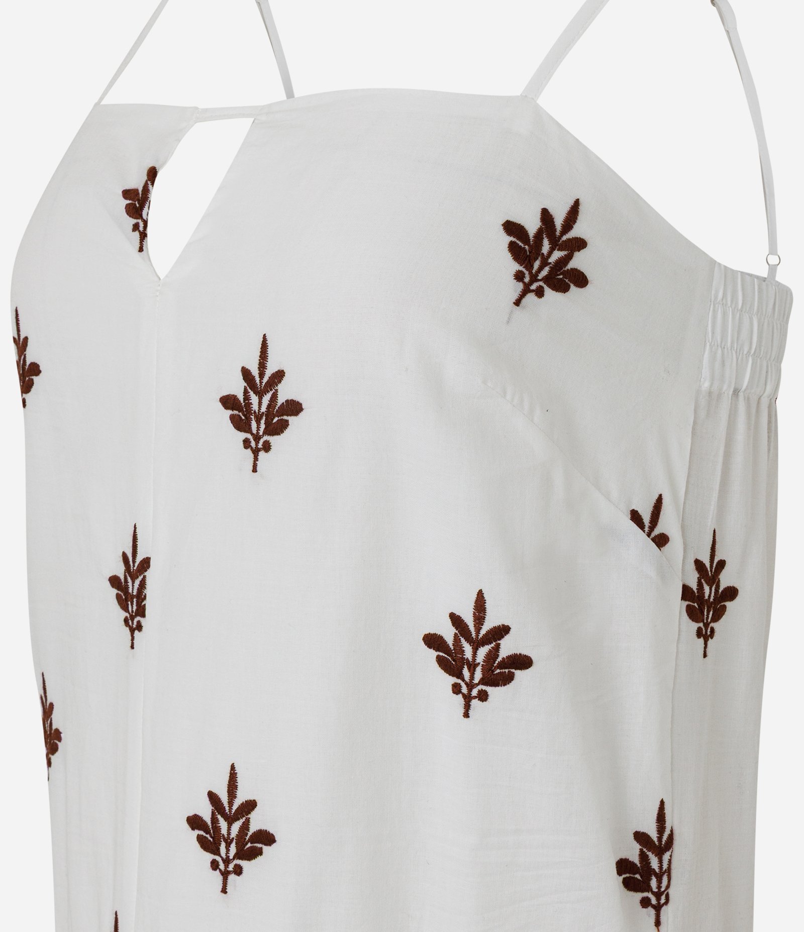 Vestido Longo em Tricoline com Estampa Bordada Branco 2