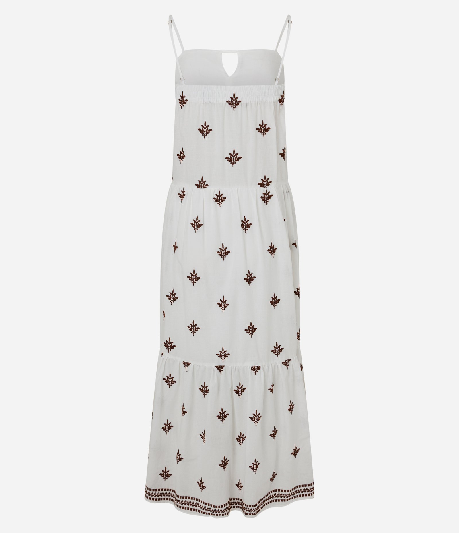 Vestido Longo em Tricoline com Estampa Bordada Branco 3