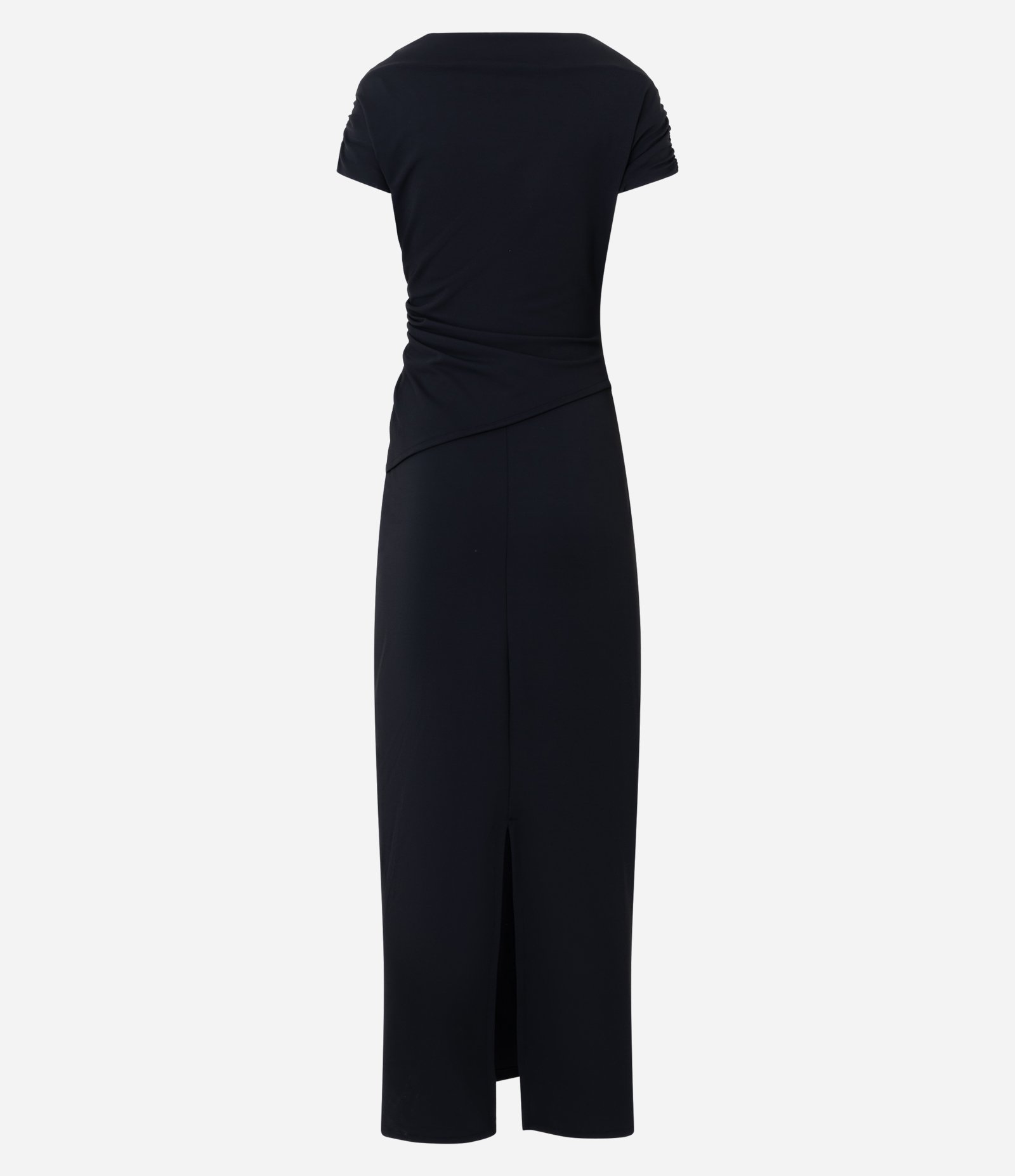 Vestido Longo com Fenda Traseira e Drapeado Lateral Preto 3