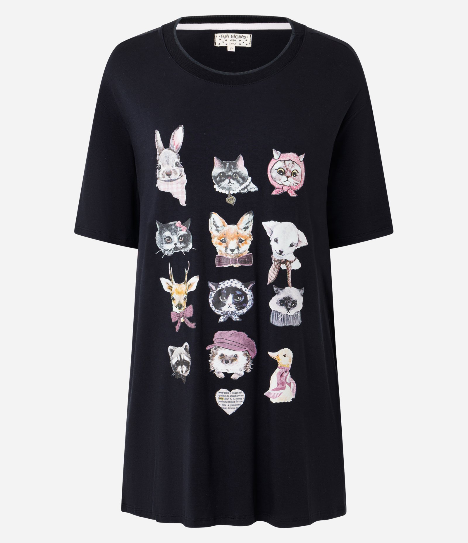Camisola Curta em Viscolycra com Estampa de Animais Preto 4