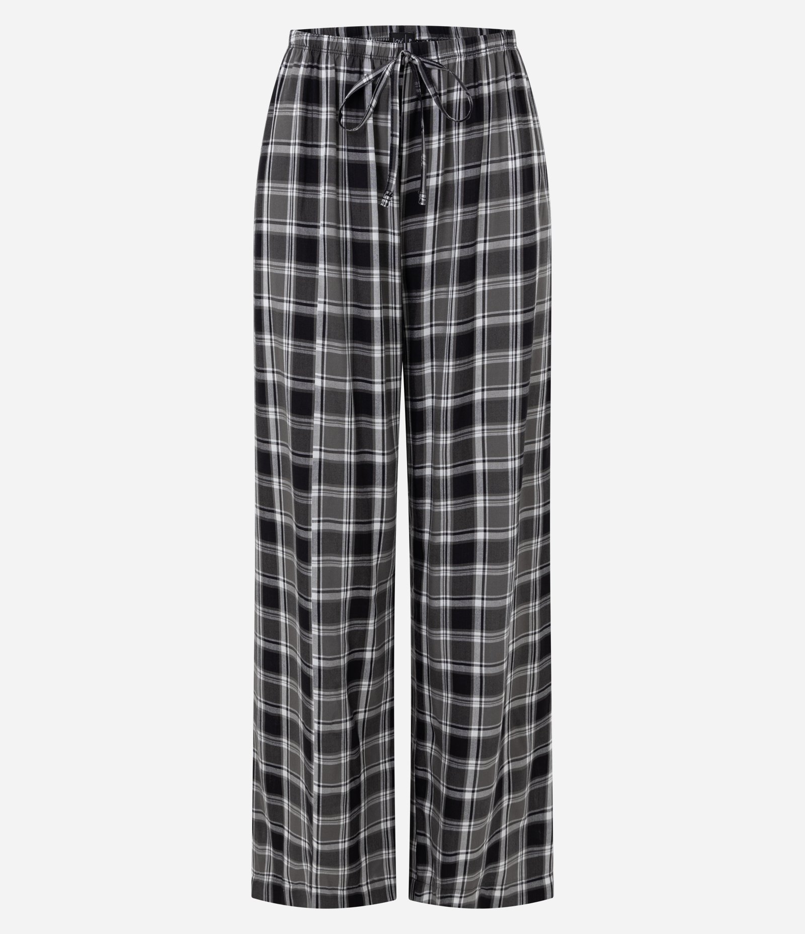 Calça de Pijama em Viscose com Estampa Xadrez Preto 1