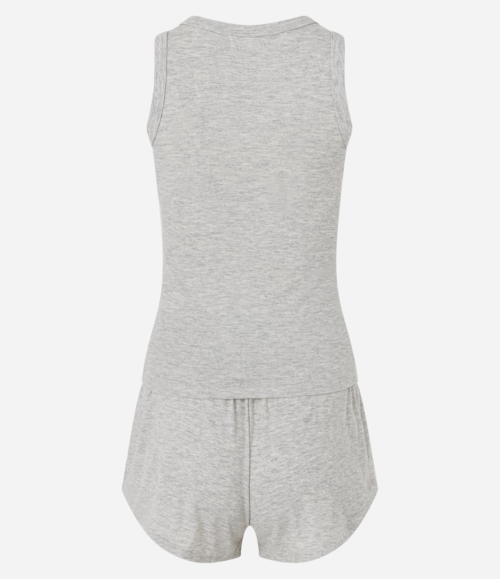 Pijama Curto em Ribana Canelada Cinza 7