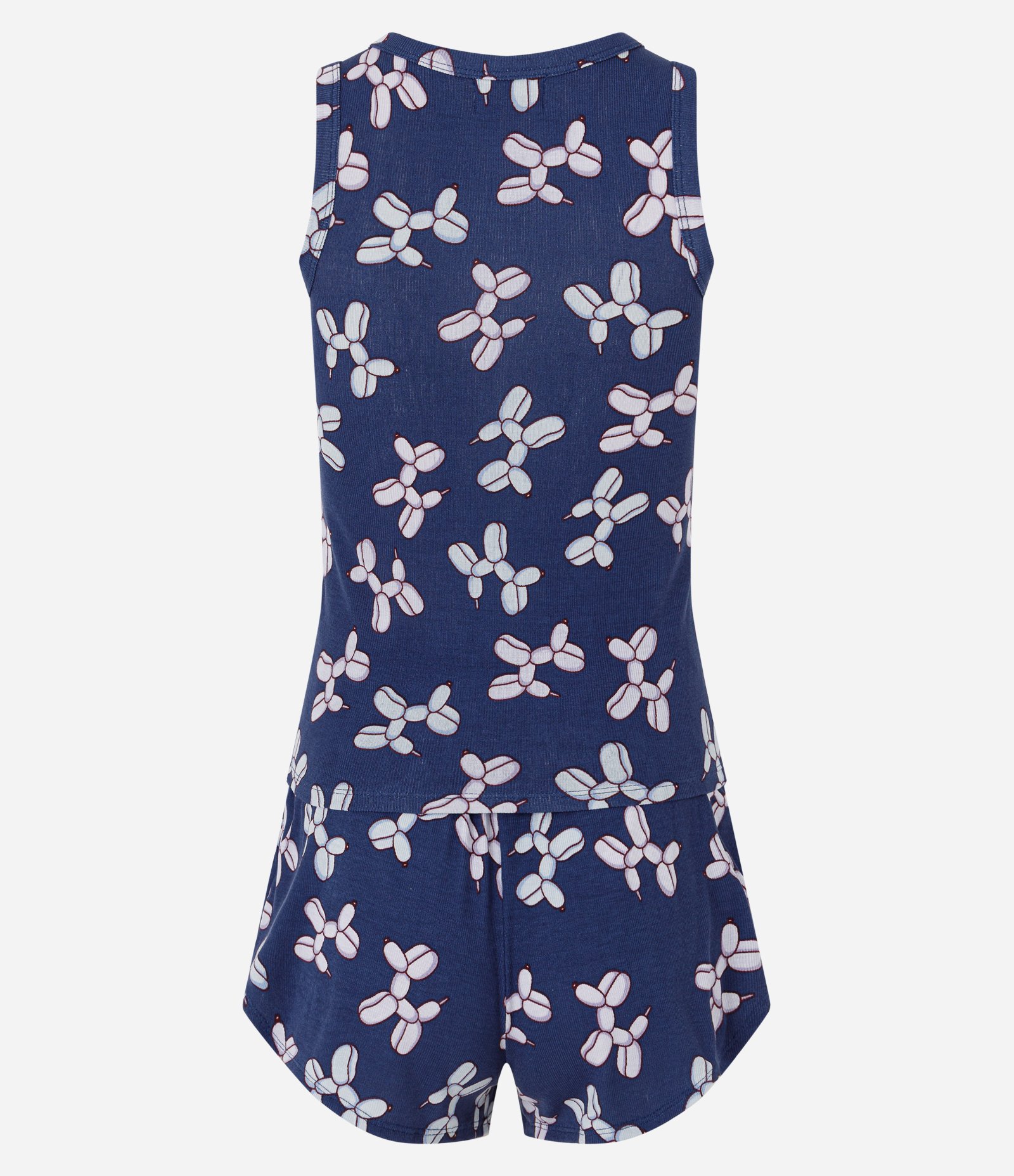 Pijama Curto Canelado com Estampa de Cachorrinho Azul 6