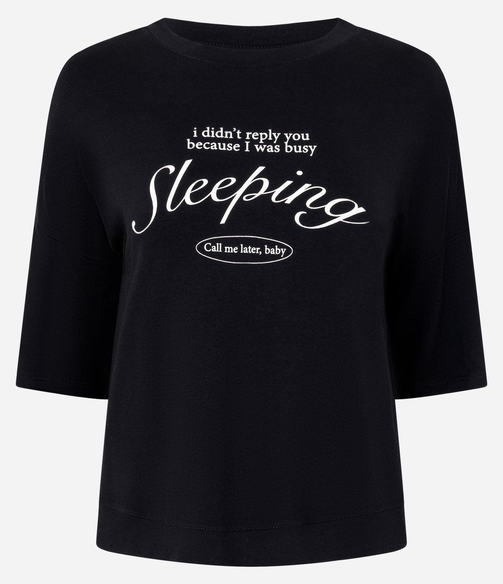 Blusa de Pijama Oversized em Moletom com Estampa Lettering Preto 4