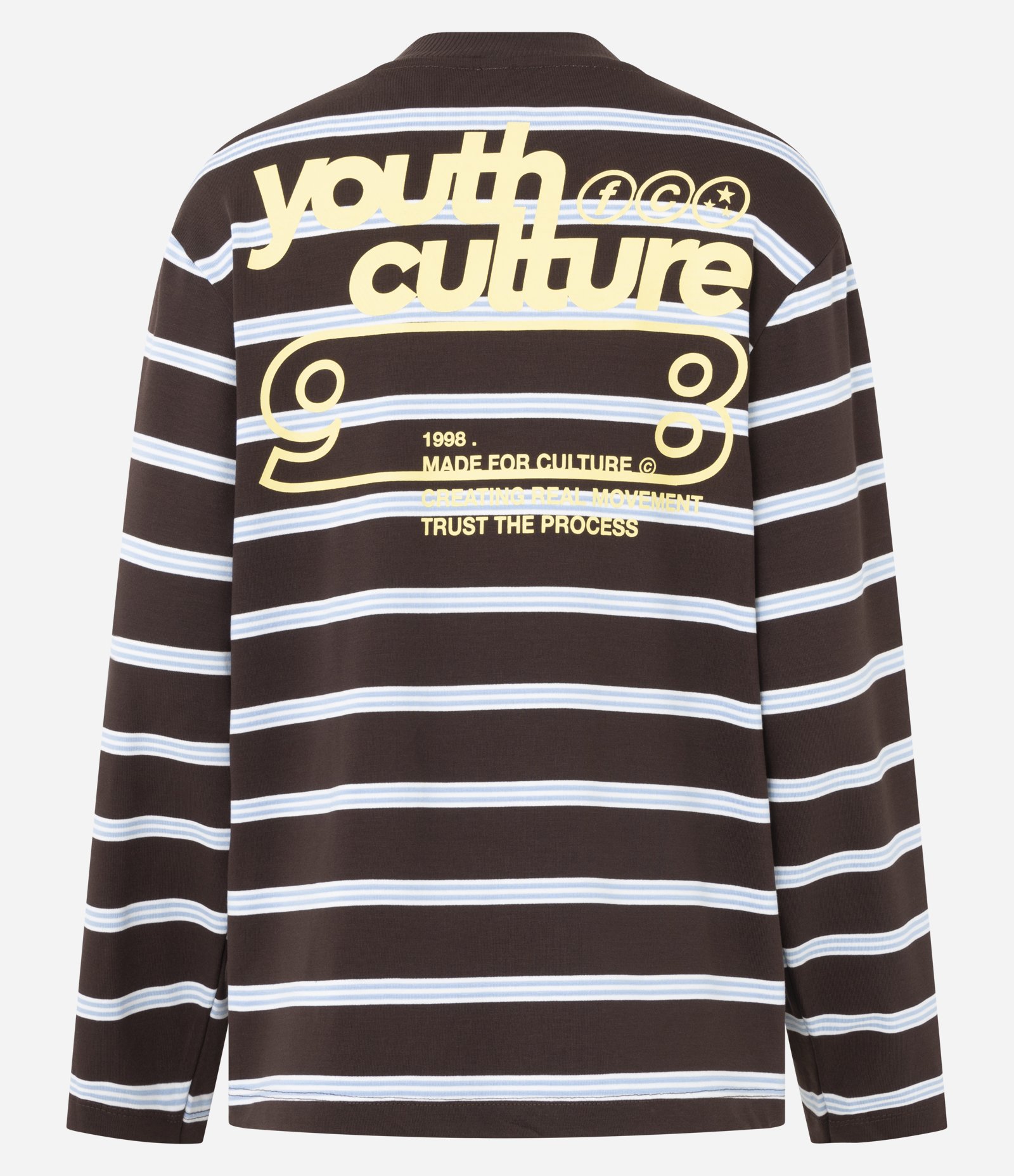 Blusa Listrada em Algodão com Lettering e Manga Longa Marrom 2