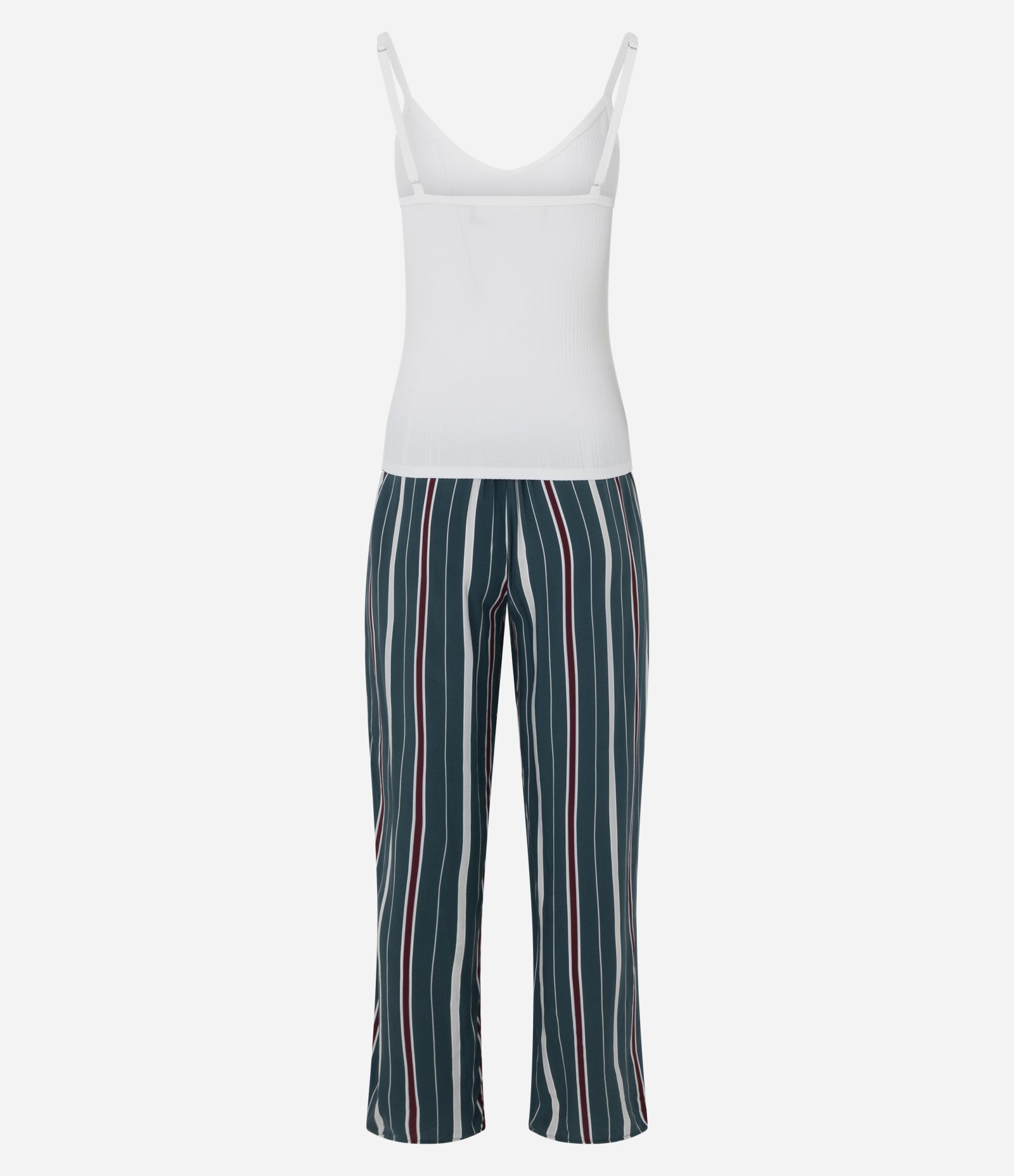 Trio de Pijama Longo em Viscose com Estampa de Listras Verde 6