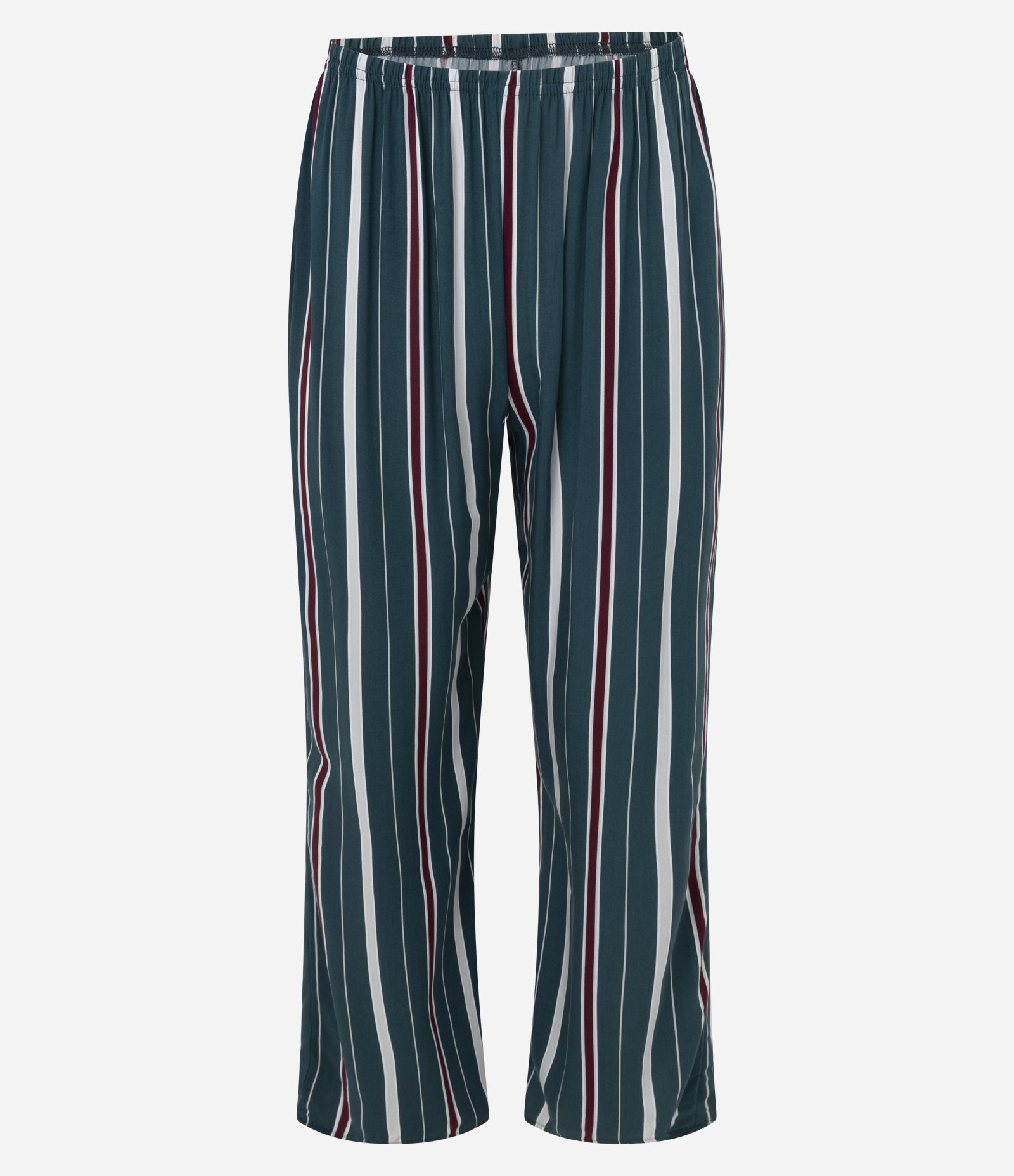 Trio de Pijama Longo em Viscose com Estampa de Listras Verde 9