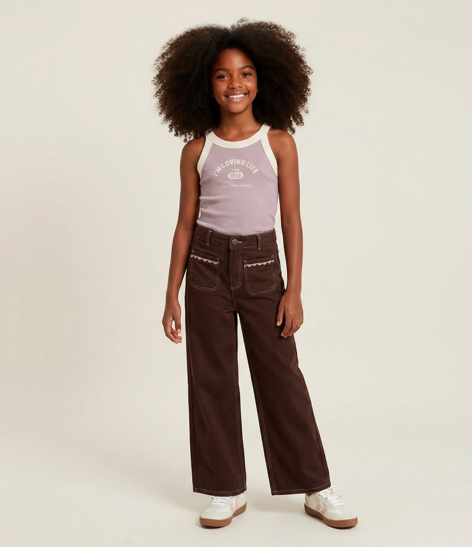 Regata Infantil Baby Tee com Lettering I'm Loving Life – Tam 7 a 16 Anos Rosa Claro 1