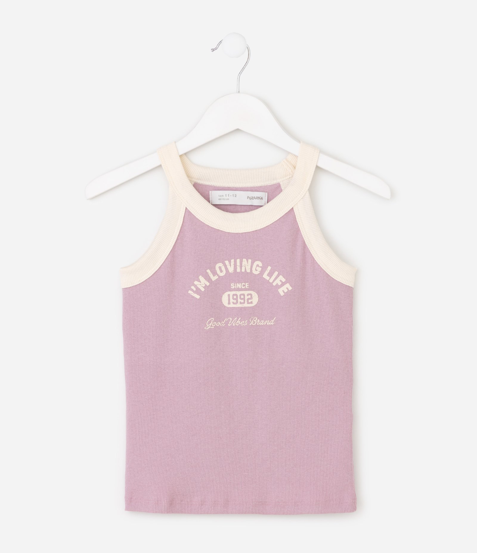 Regata Infantil Baby Tee com Lettering I'm Loving Life – Tam 7 a 16 Anos Rosa Claro 3
