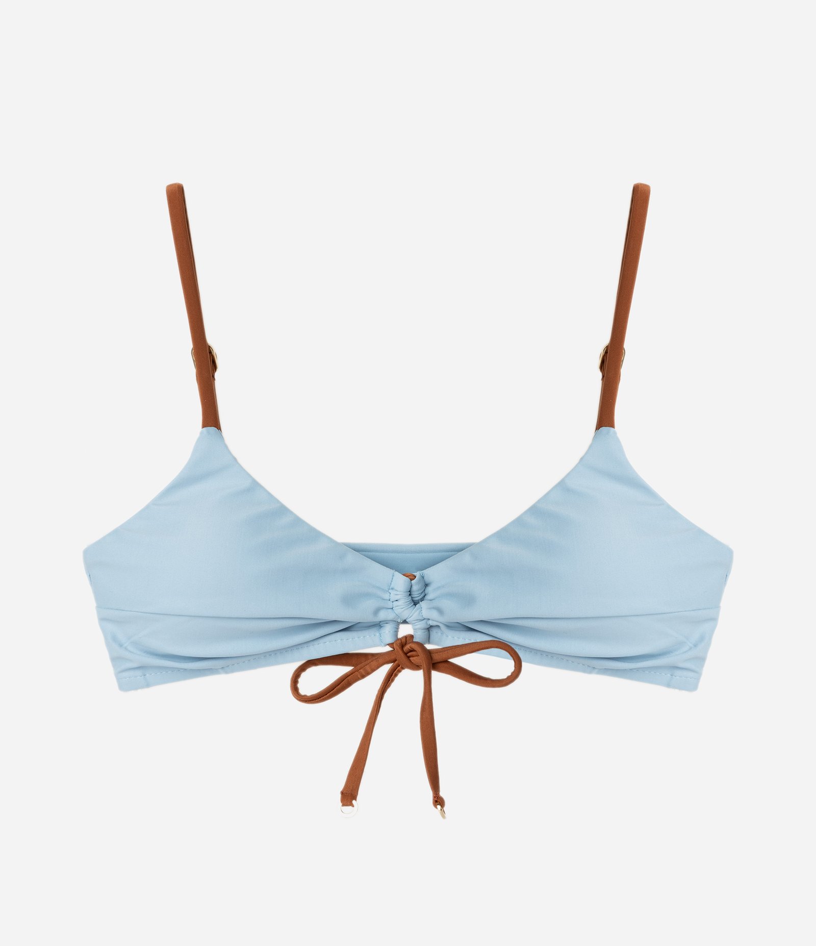 Biquini Top Bandeau com Viés Contrastante Azul 1