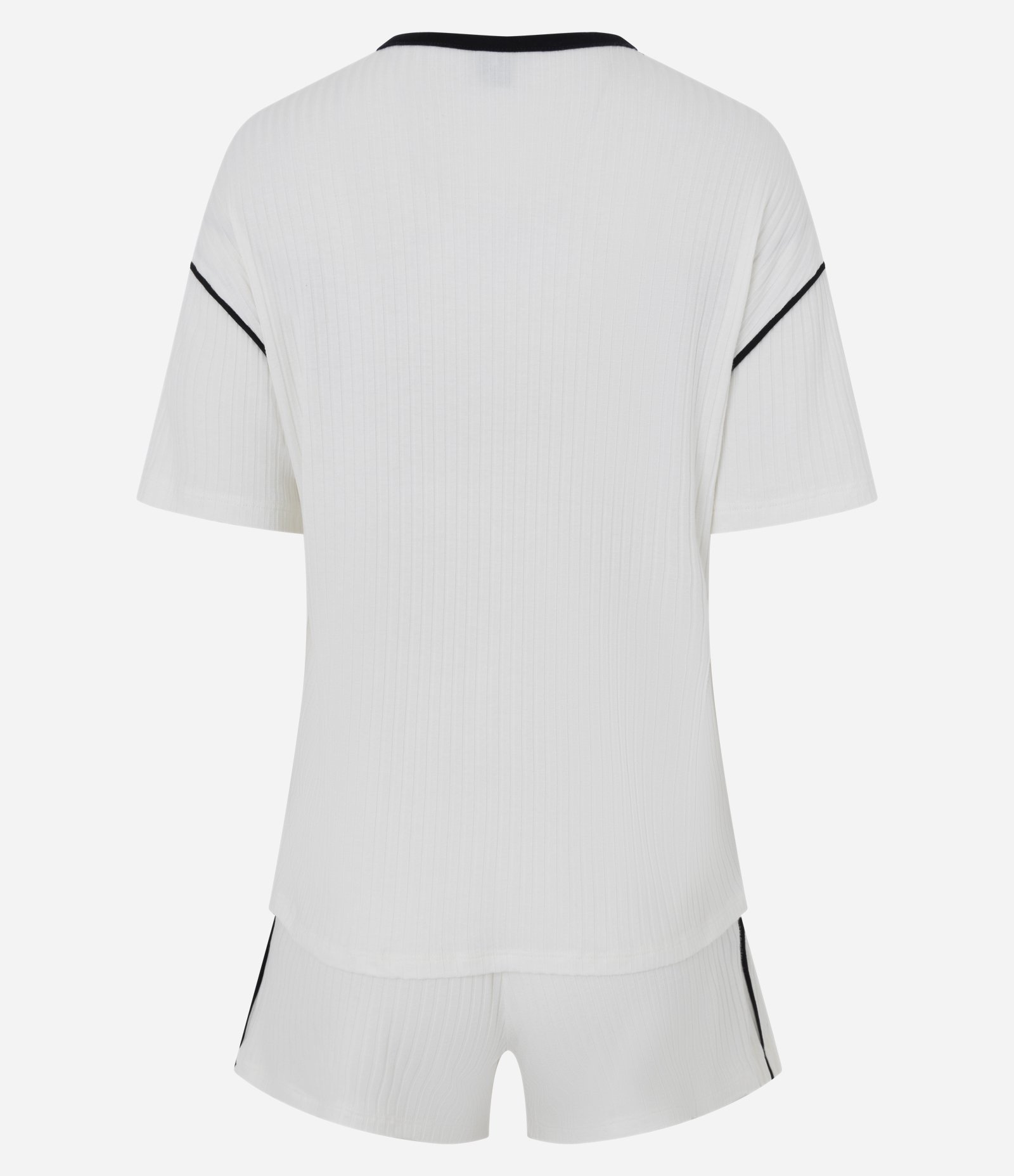 Pijama Curto em Ribana com Viés Contrastantes Branco 6