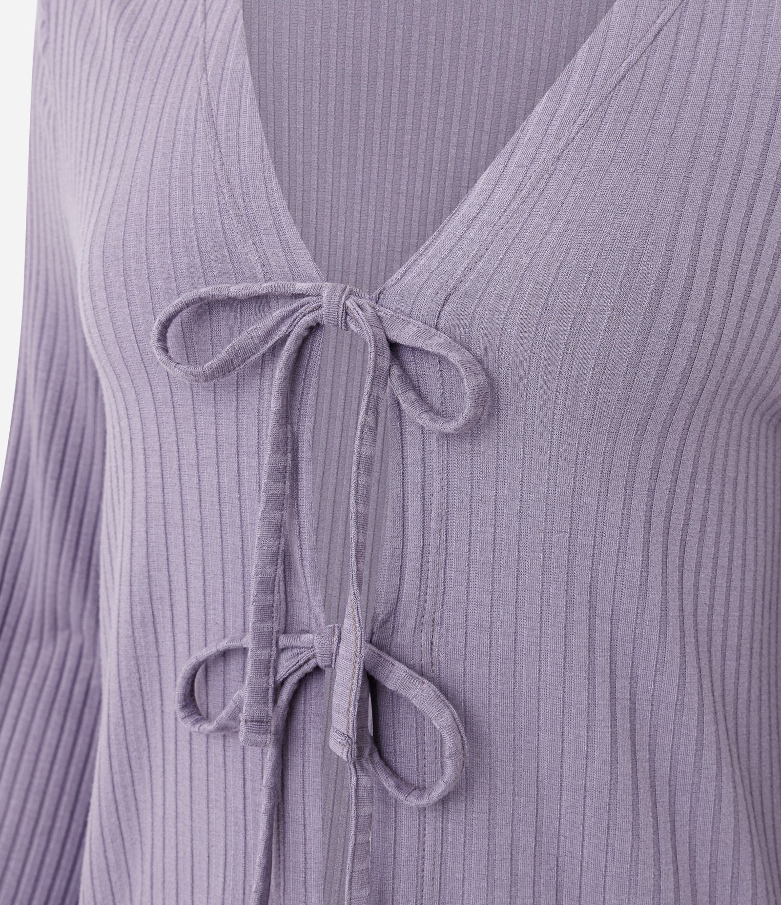 Pijama Curto em Ribana com Lacinhos Frontais Roxo 2