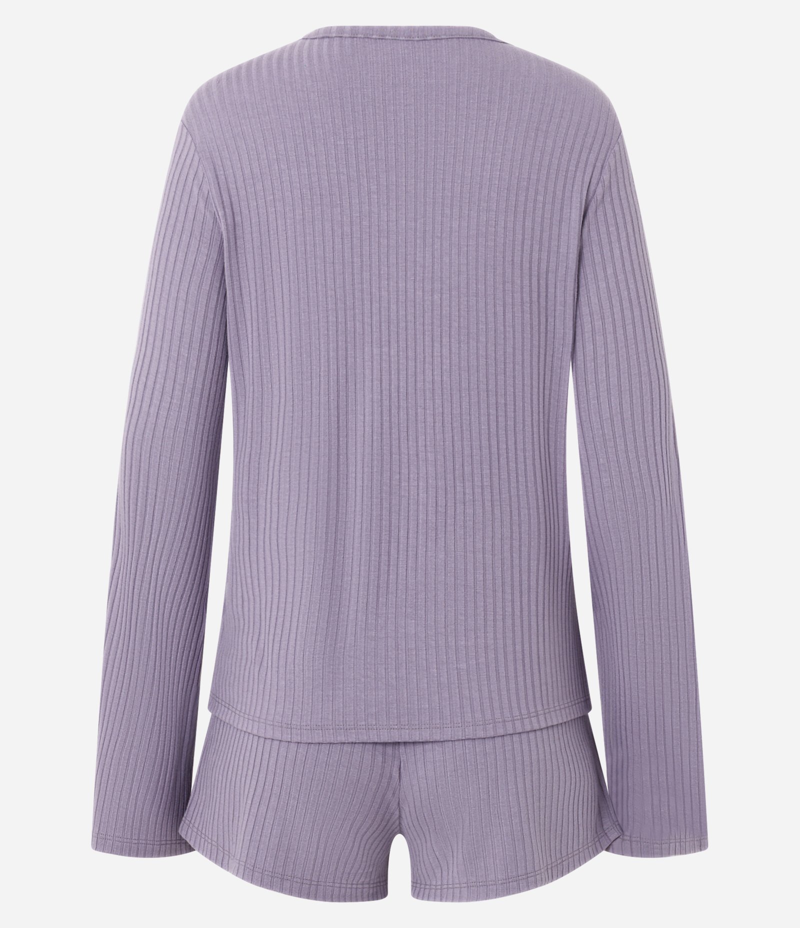 Pijama Curto em Ribana com Lacinhos Frontais Roxo 3
