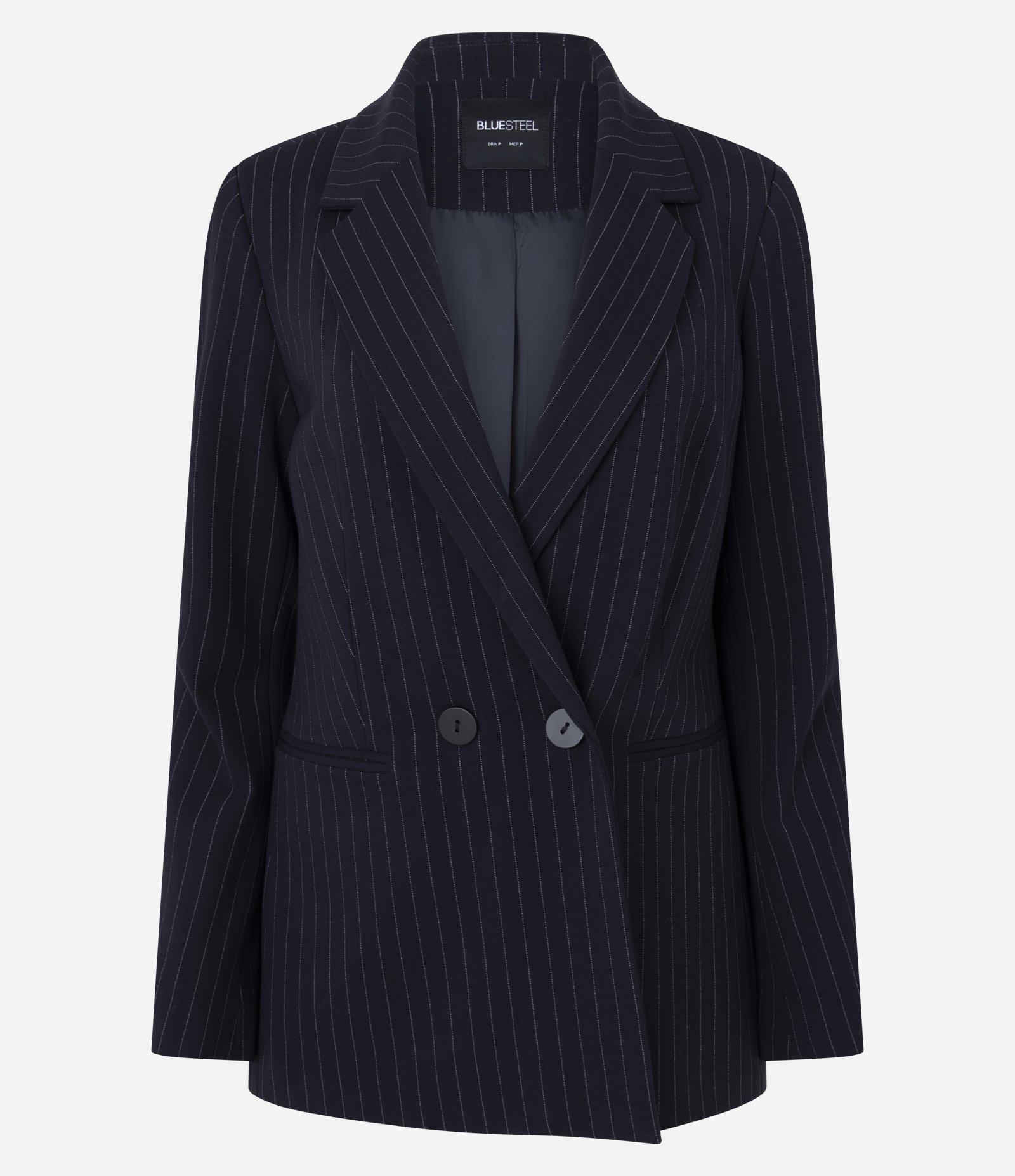 Blazer Risca de Giz em Ponto Roma Azul 5
