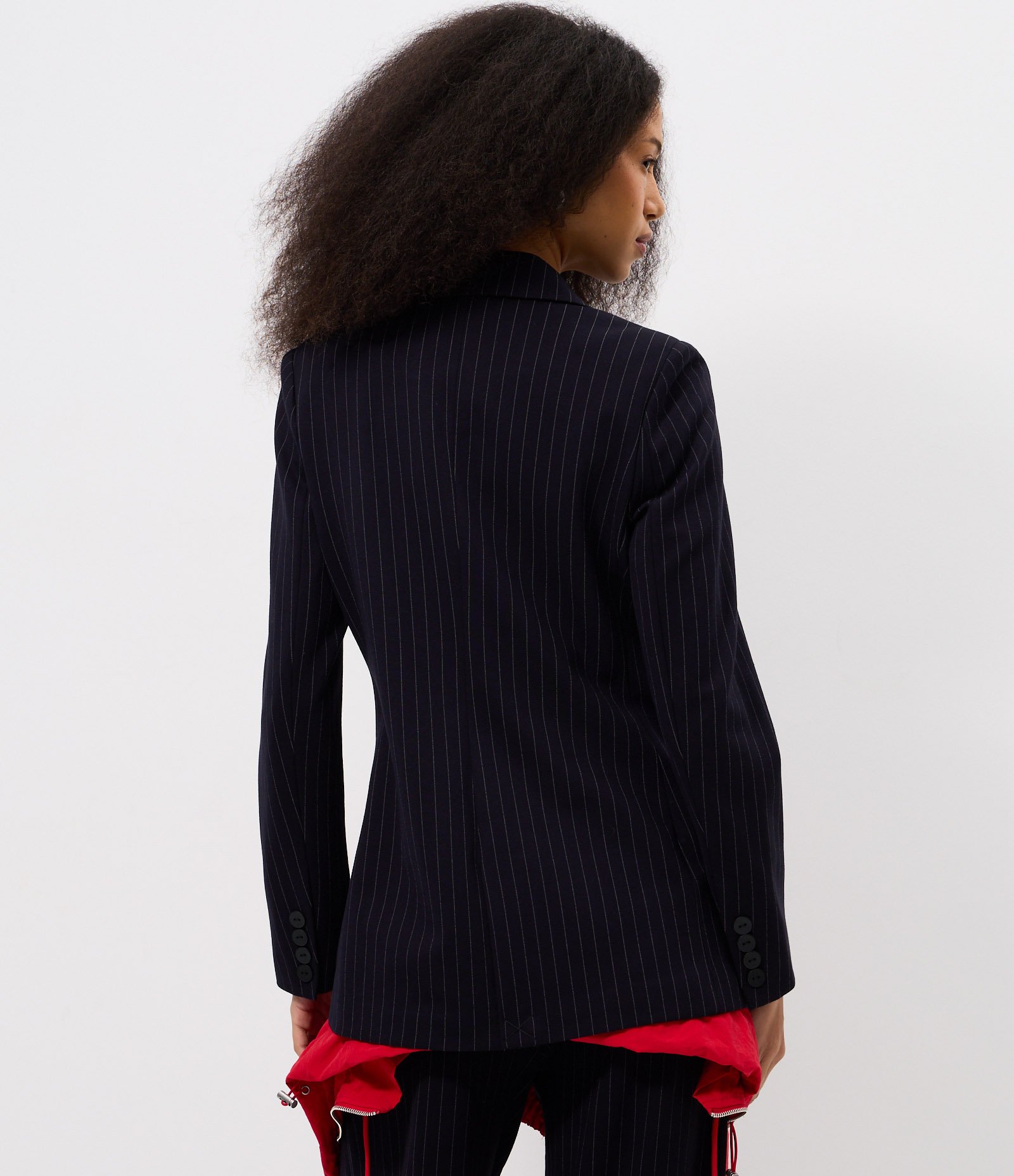 Blazer Risca de Giz em Ponto Roma Azul 4