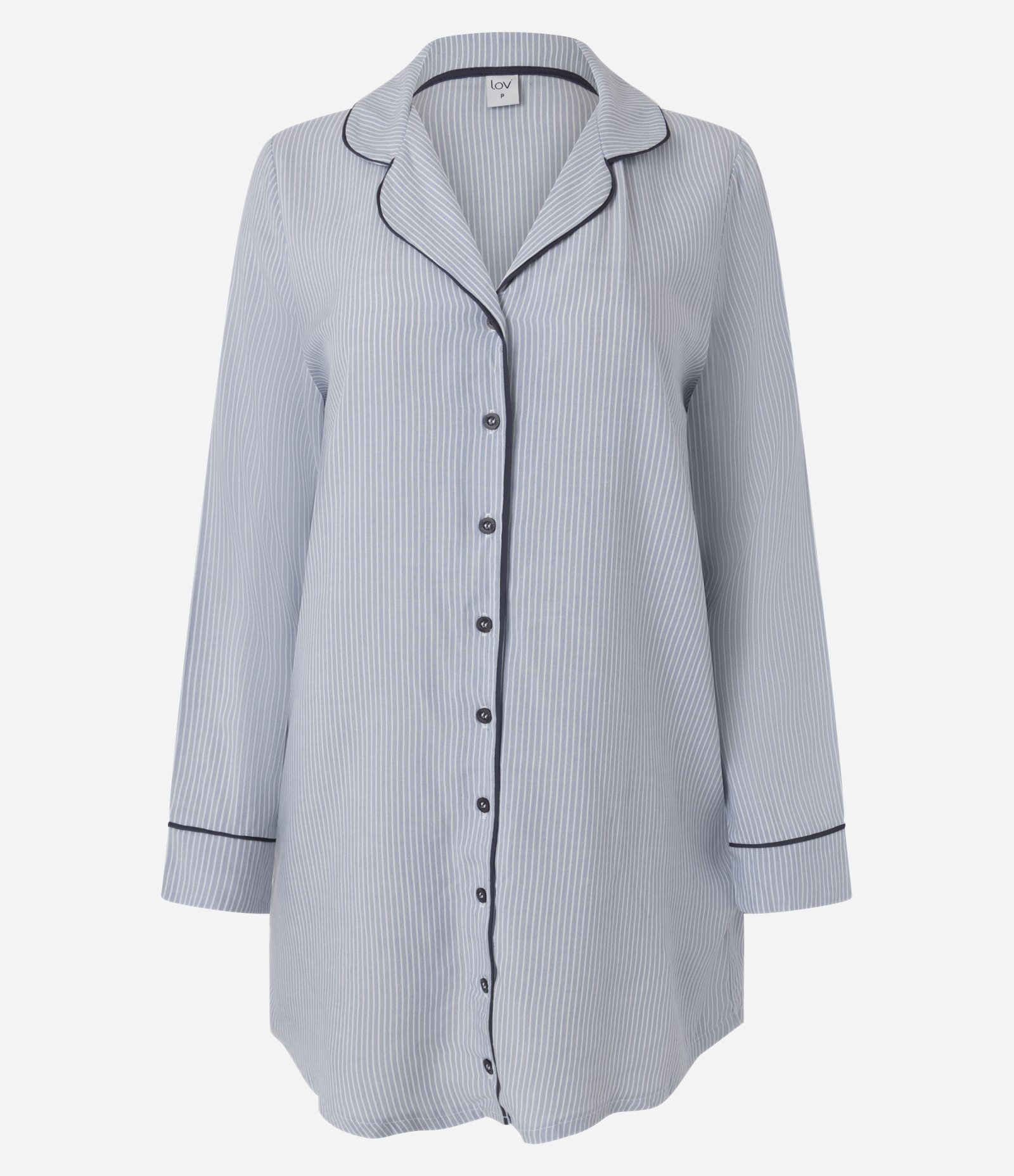 Camisola Americana Manga Longa em Viscose com Estampa Listrada Azul 1