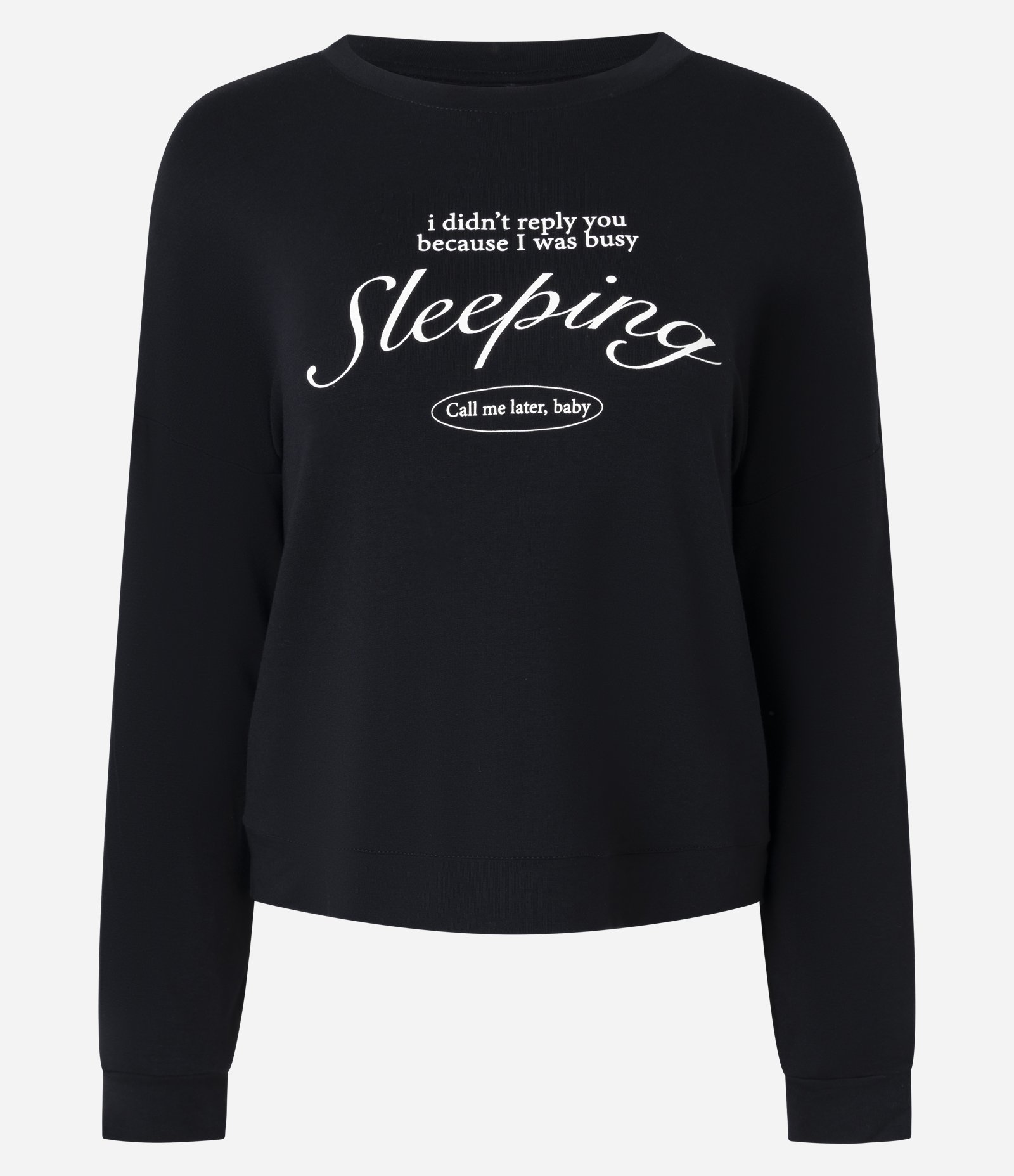 Blusa de Pijama Oversized em Moletom com Estampa Lettering Preto 5