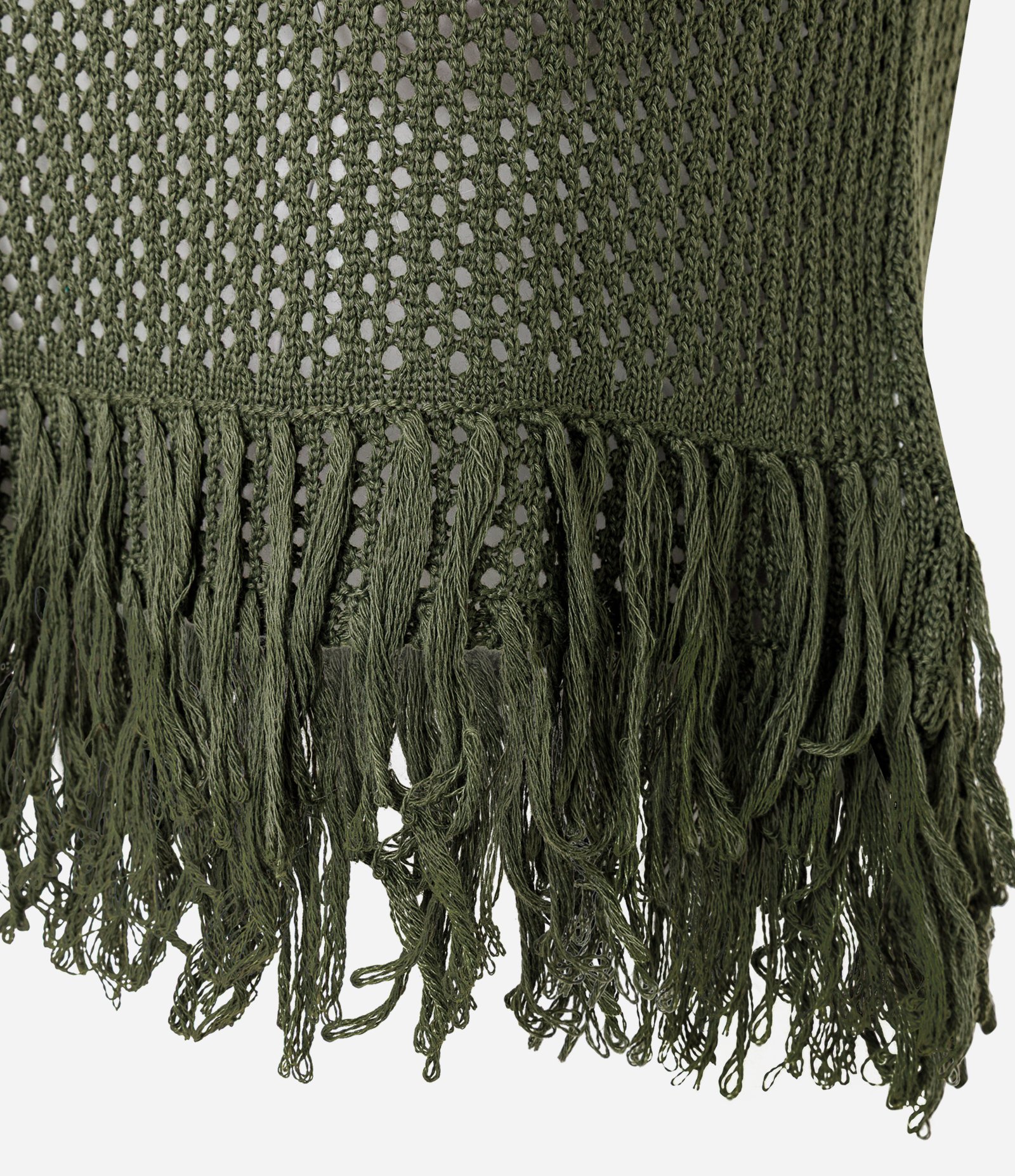 Blusa em Tricô com com Ponto Trabalhado e Franjas Verde 3