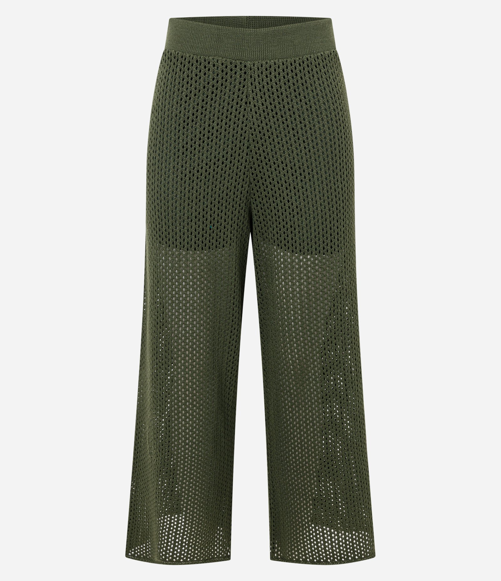 Calça Pantacourt em Tricô com Ponto Trabalhado Verde 1