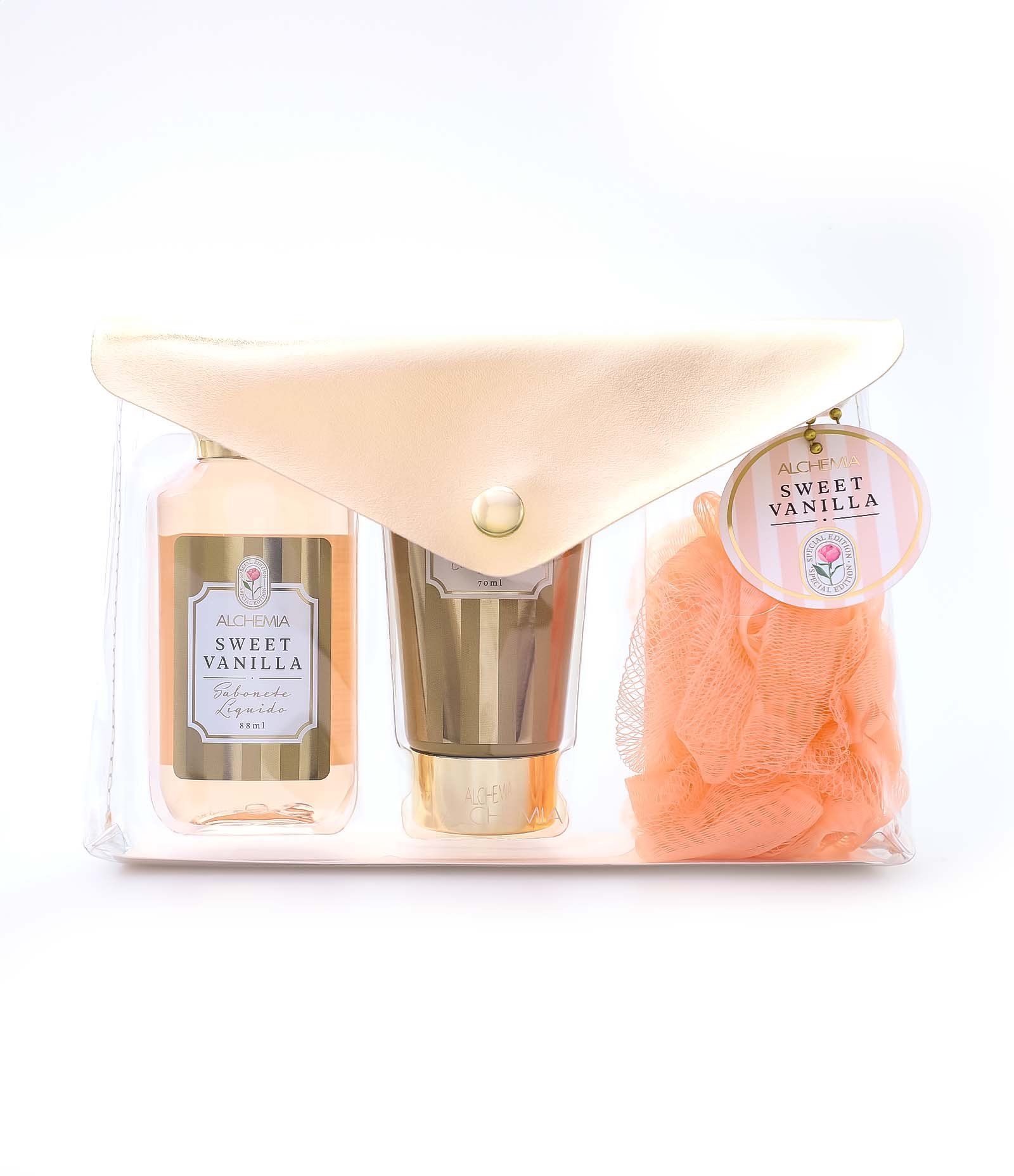 Kit Necessaire Envelope Mães com Sabonete Liquido Hidratante e Esponja de Banho KIT 1