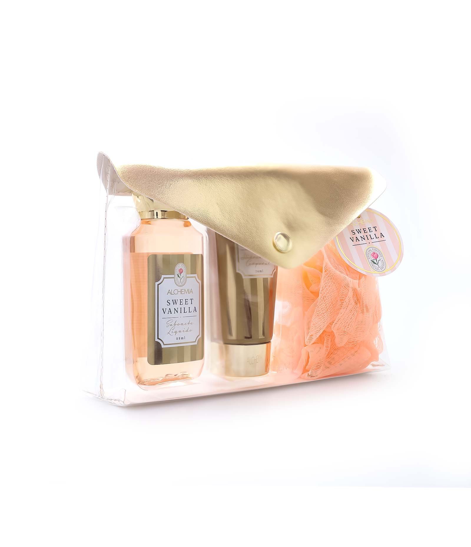 Kit Necessaire Envelope Mães com Sabonete Liquido Hidratante e Esponja de Banho KIT 2