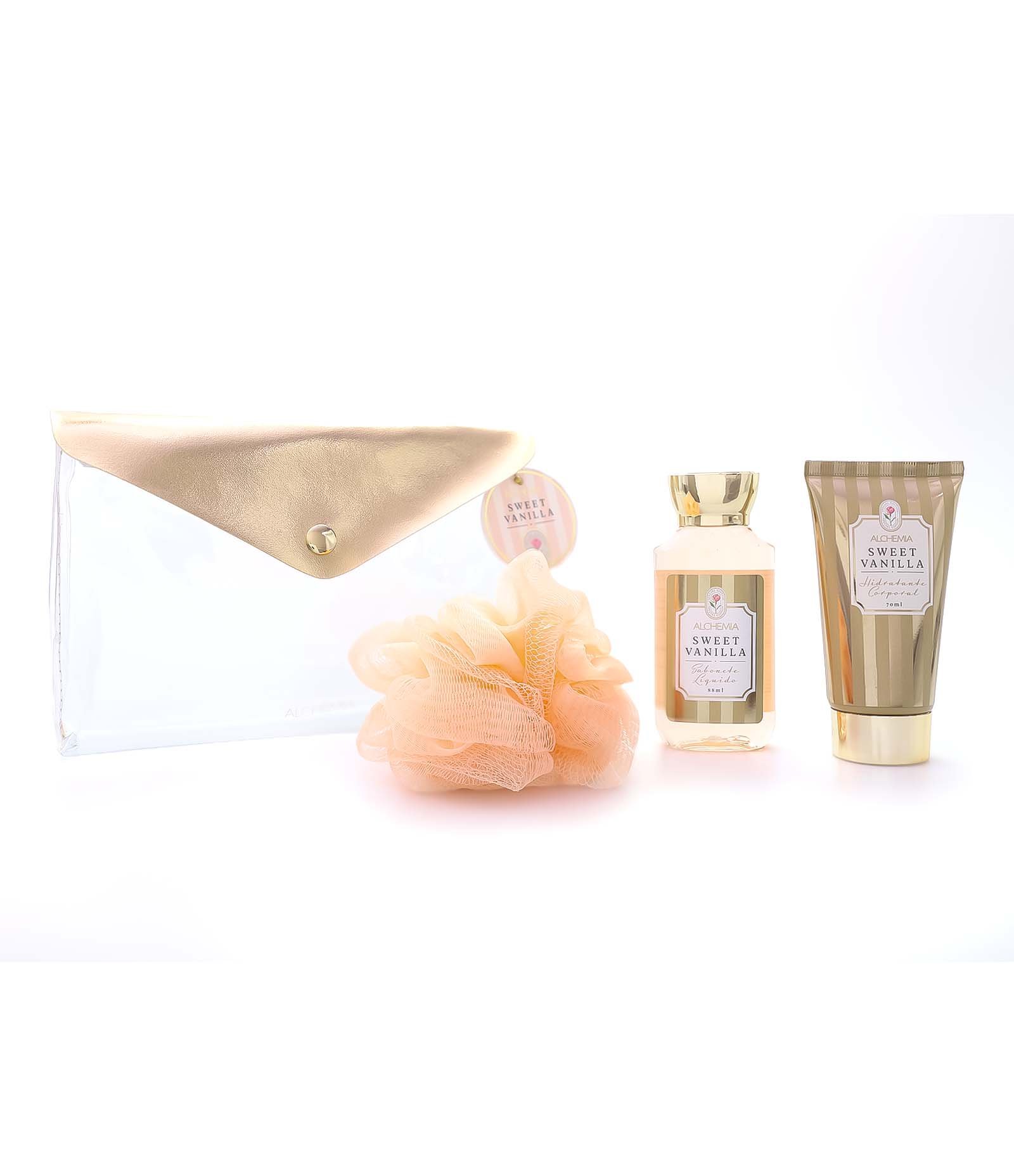 Kit Necessaire Envelope Mães com Sabonete Liquido Hidratante e Esponja de Banho KIT 5