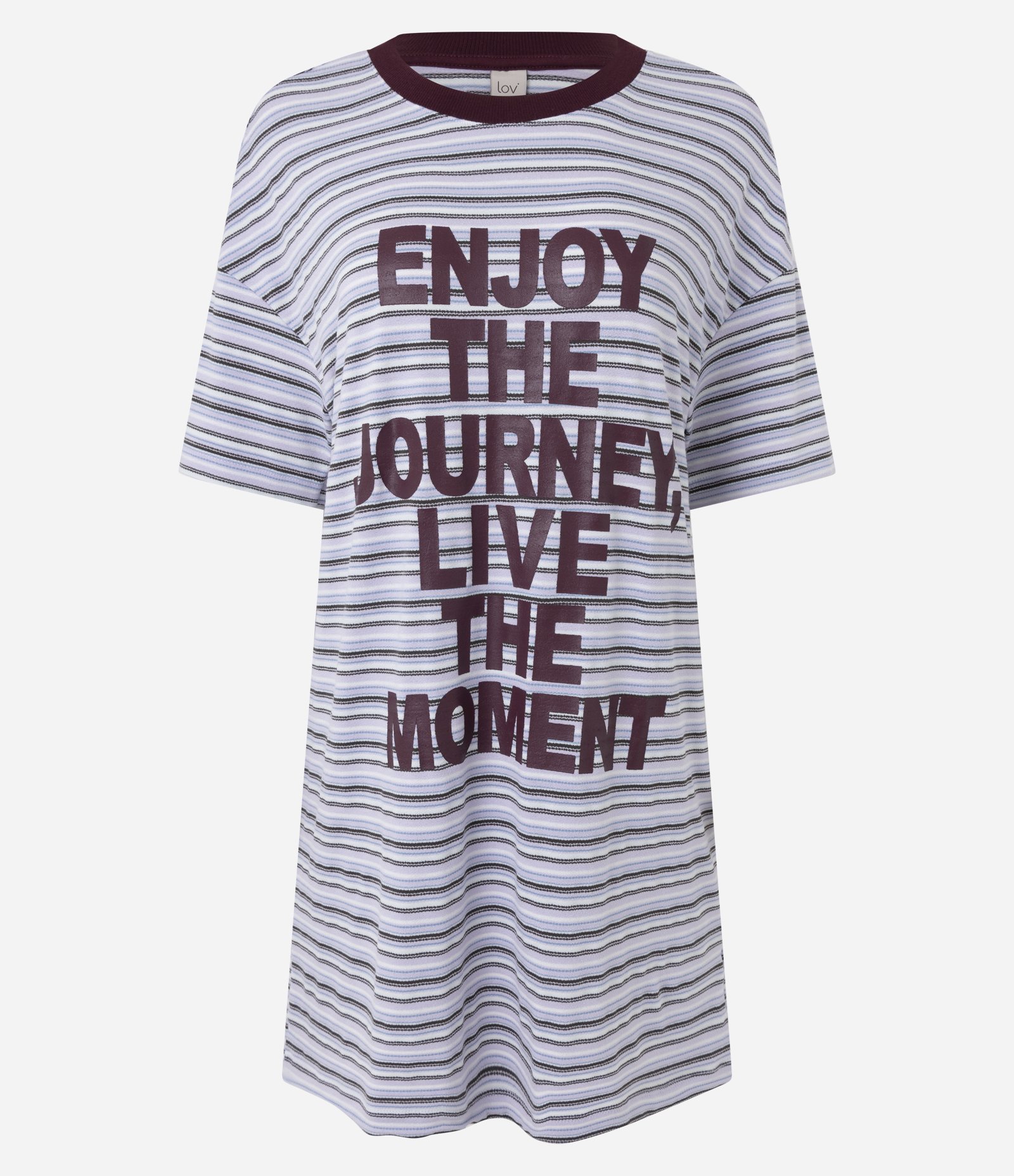 Camisola Regular em Viscolycra com Listras e Lettering Cinza 4
