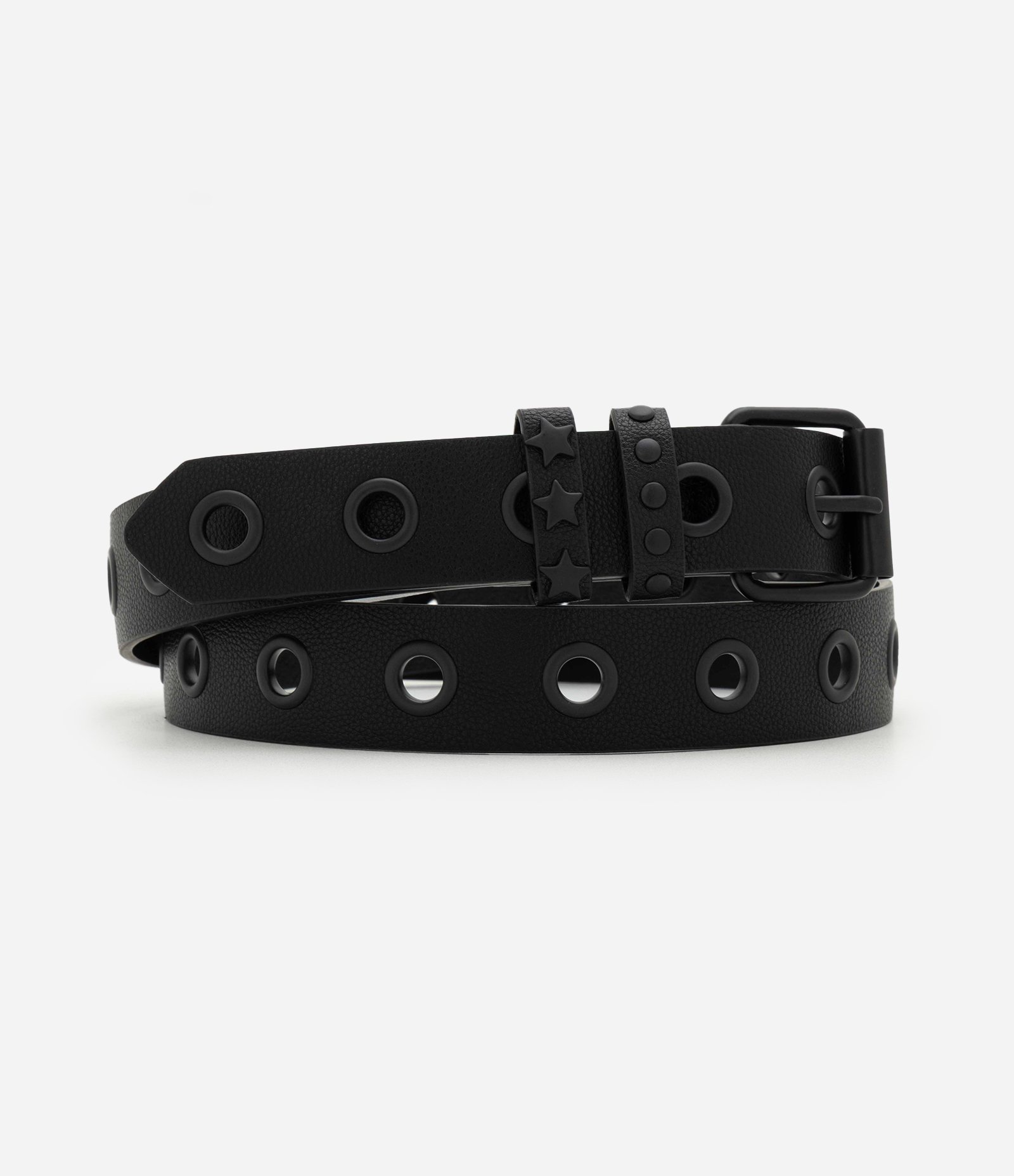 Cinto PU com Ilhós e Estrelas Preto 2