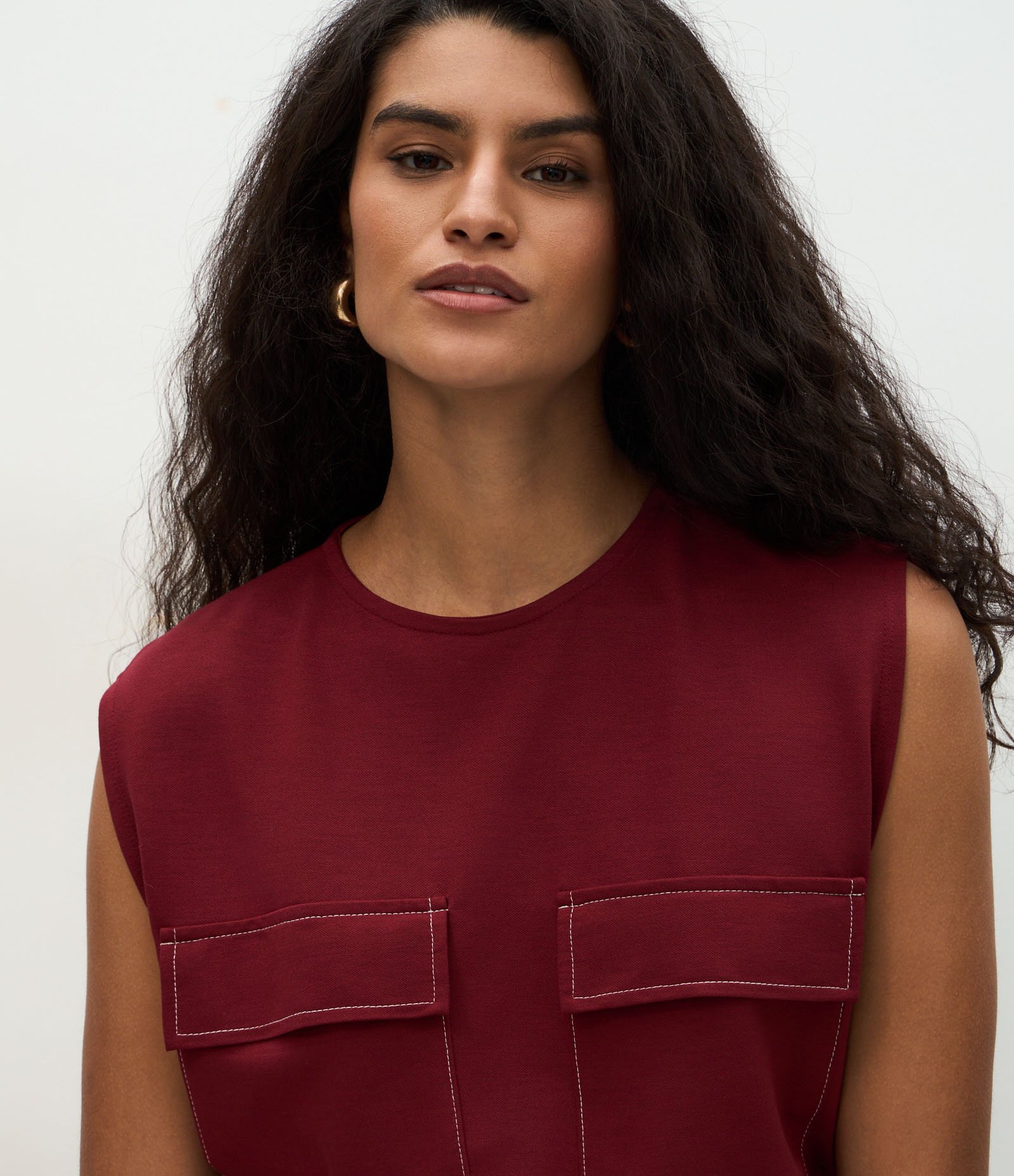 Blusa em Piquet com Bolsos e Amarração na Cintura Vermelho 3