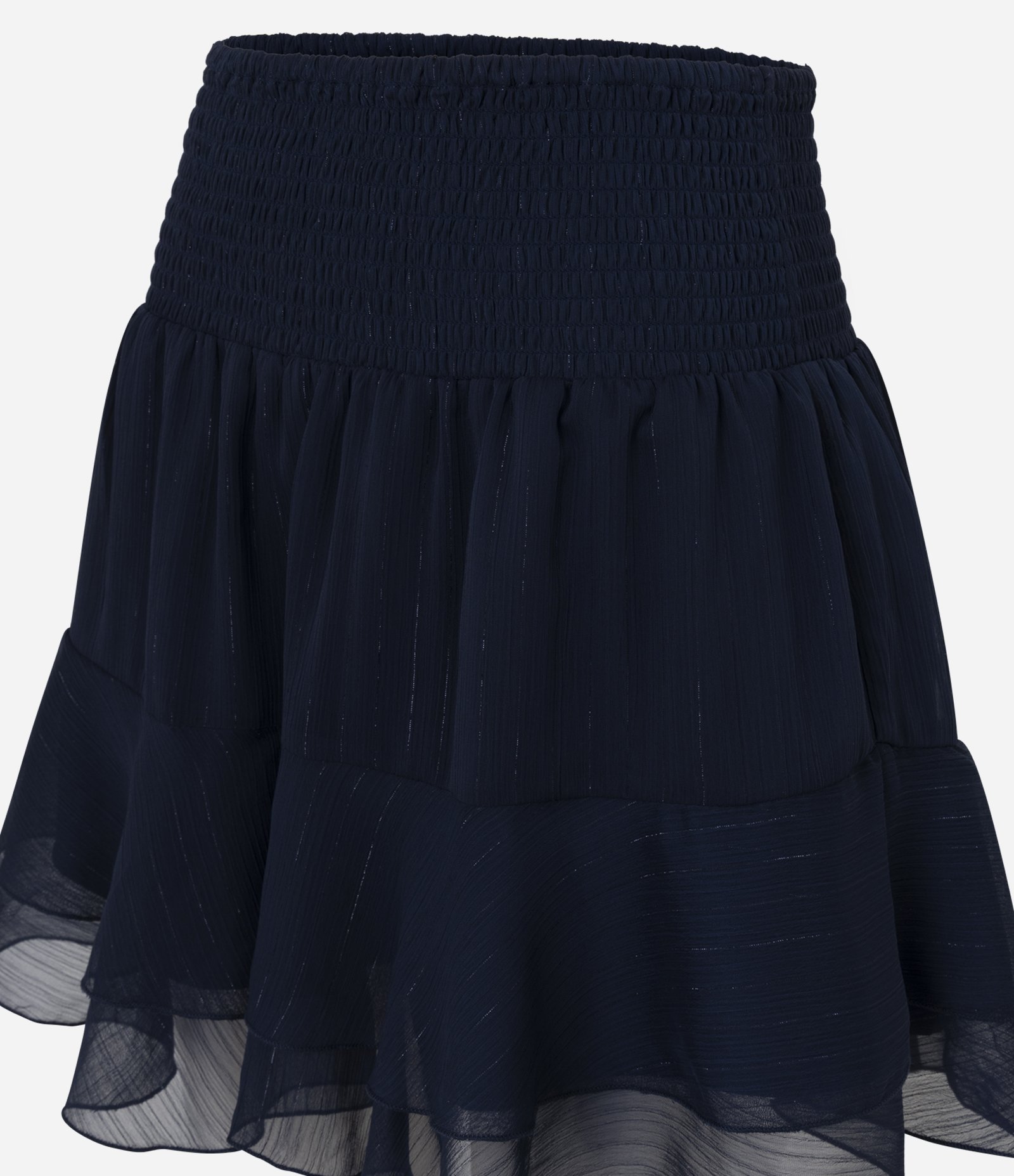 Saia Curta em Chiffon com Brilho Azul Escuro 6