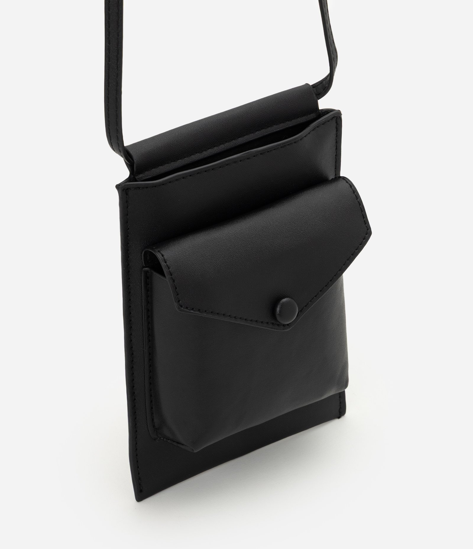 Bolsa Carteira Crossbody em PU com Bolso Preto 1