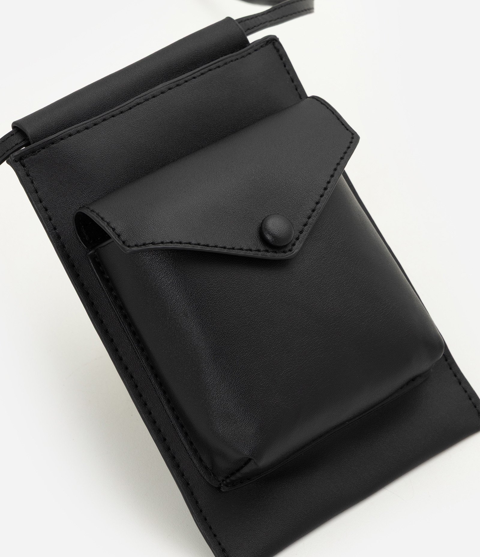 Bolsa Carteira Crossbody em PU com Bolso Preto 4