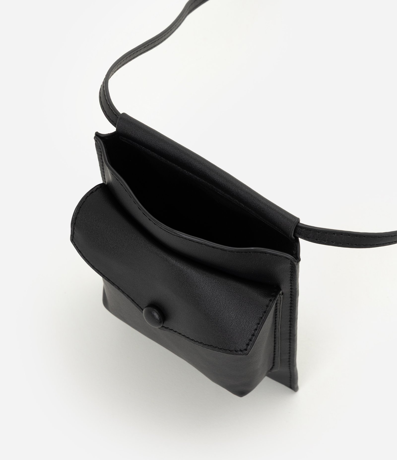 Bolsa Carteira Crossbody em PU com Bolso Preto 5