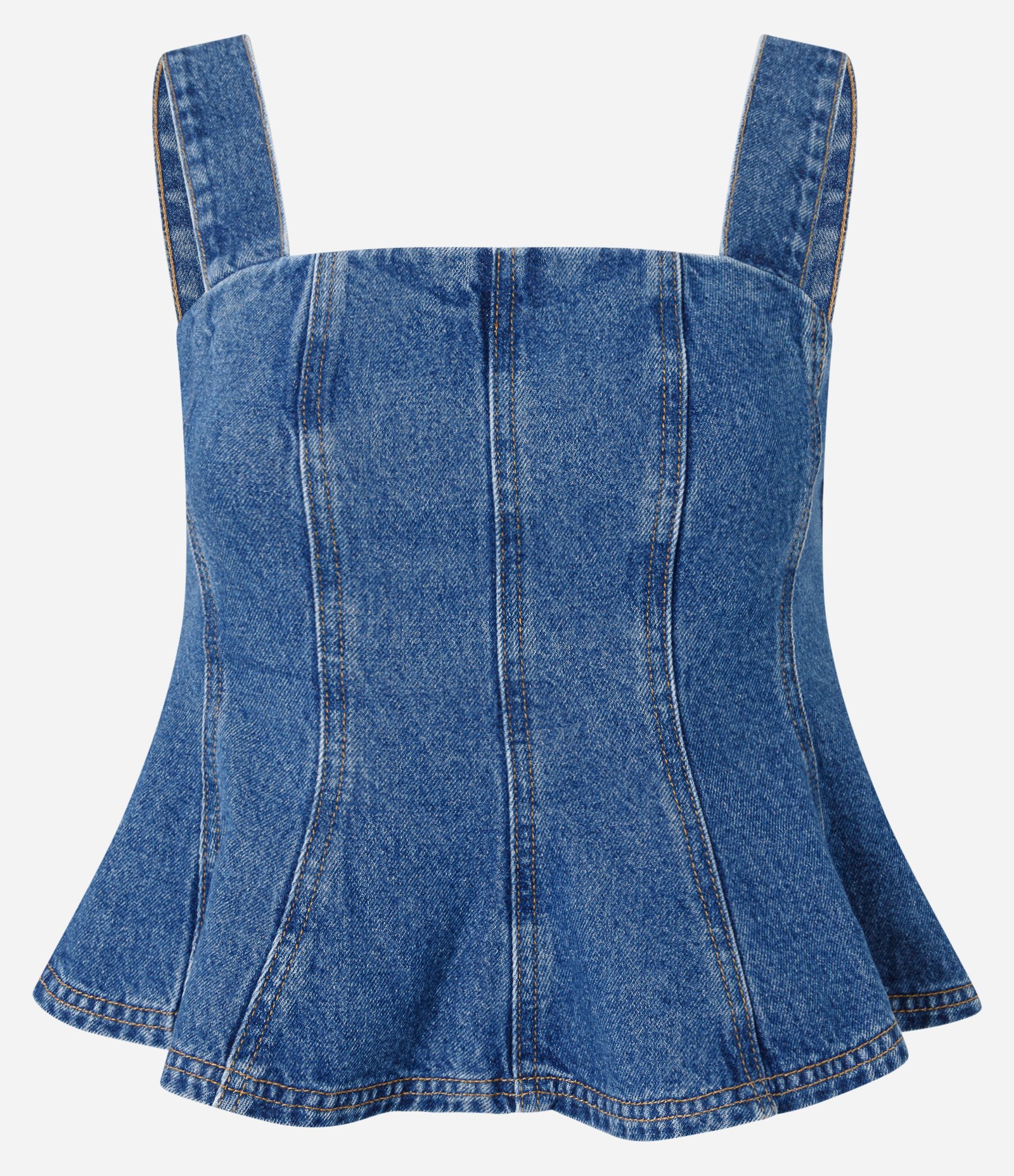 Blusa Peplum em Jeans com Zíper Azul 5
