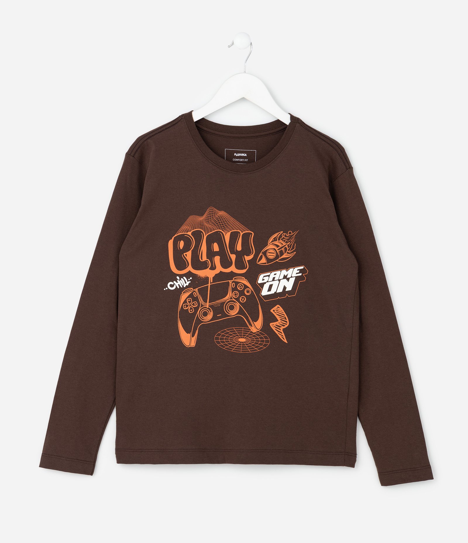 Camiseta Infantil com Estampa Video Game – Tam 5 a 16 Anos Marrom 2