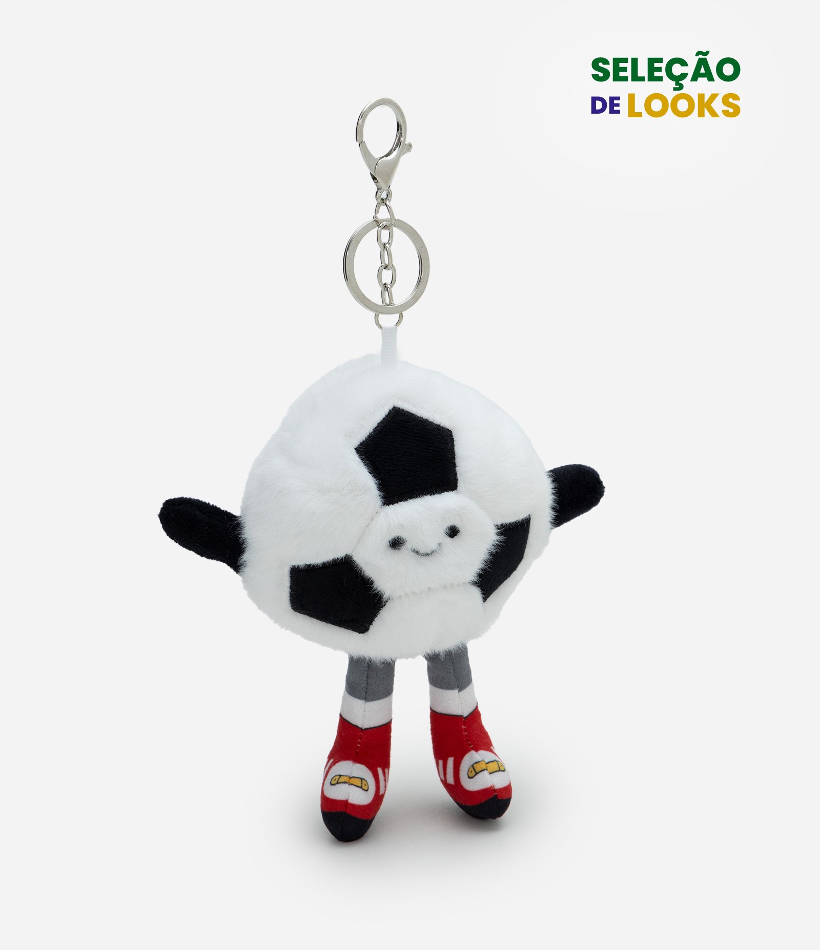 Chaveiro Infantil Bola de Futebol em Pelúcia – Tam U Branco/Preto 1