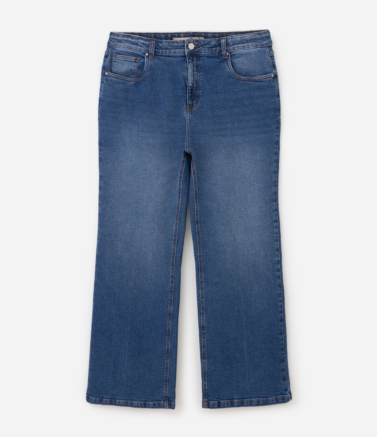 Calça Jeans Reta com Elastano e Efeito Laser Azul 5