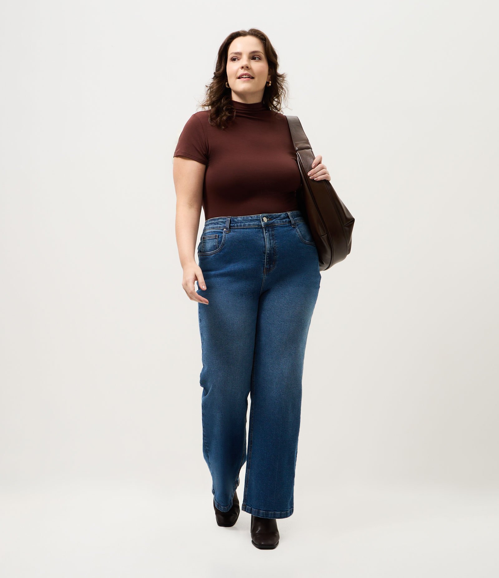 Calça Jeans Reta com Elastano e Efeito Laser Azul 1
