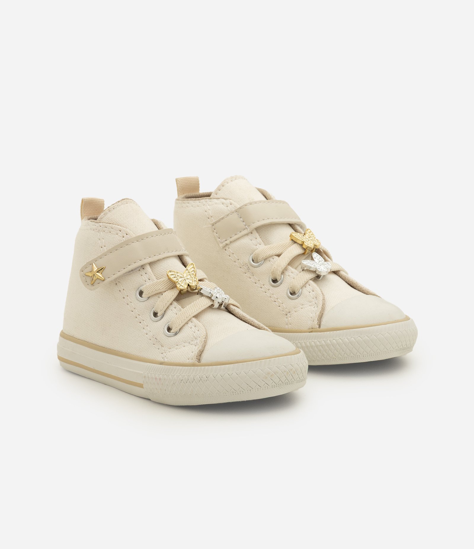 Tênis Infantil Abotinado com Velcro e Pingentes – Tam 20 a 27 Off White 1