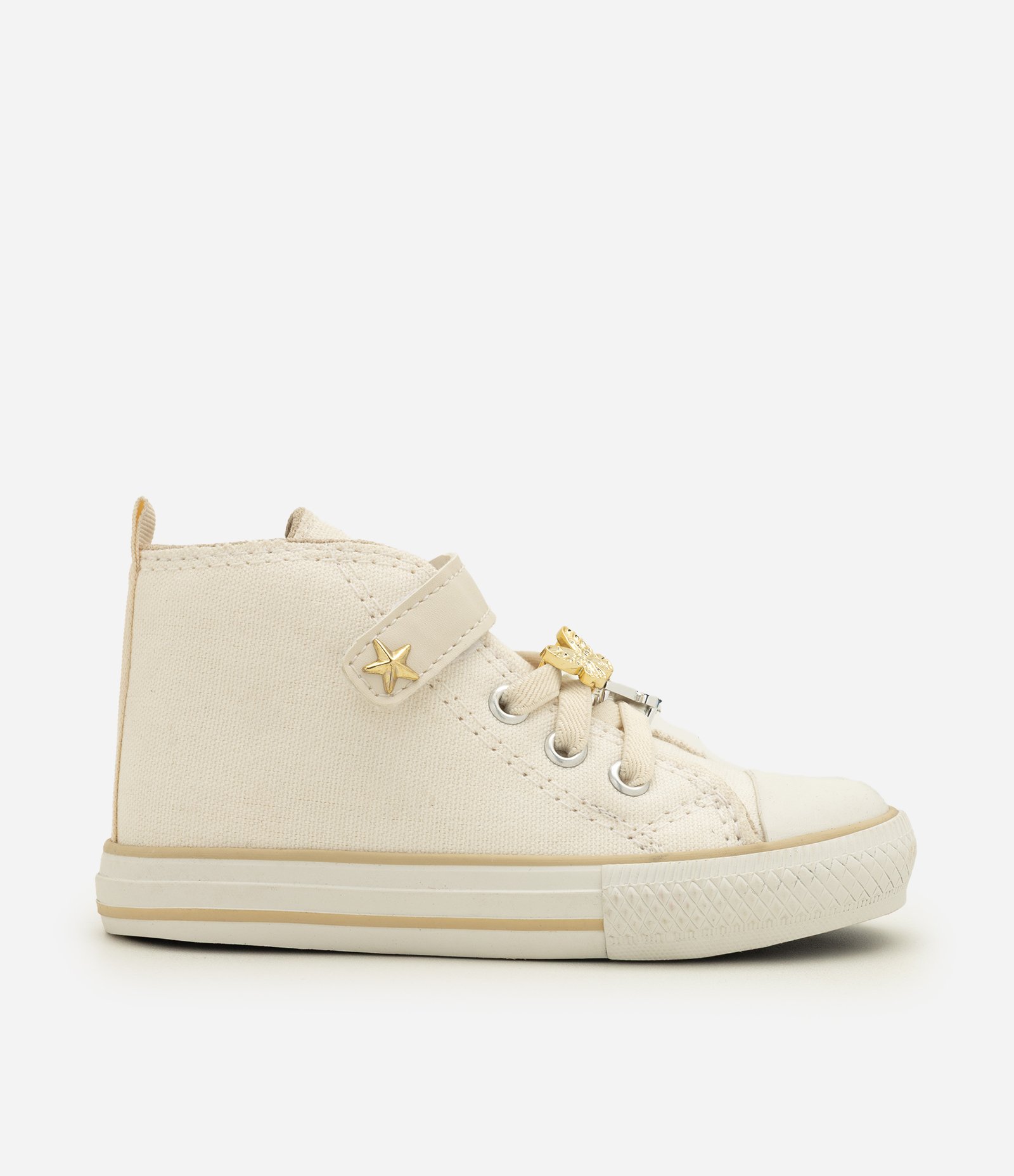 Tênis Infantil Abotinado com Velcro e Pingentes – Tam 20 a 27 Off White 5