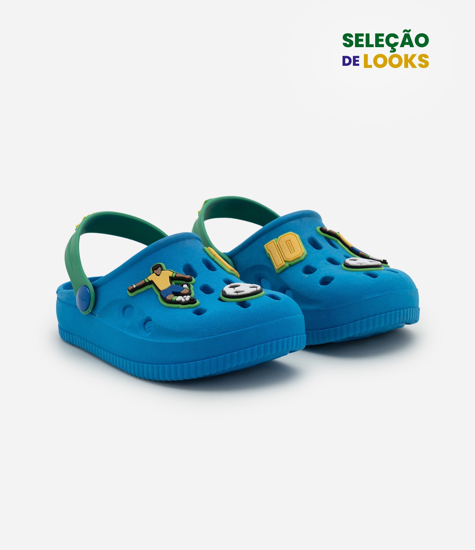 Sandália Babuche Infantil com Patches Futebol Brasil - Tam 20 ao 33 Azul 1