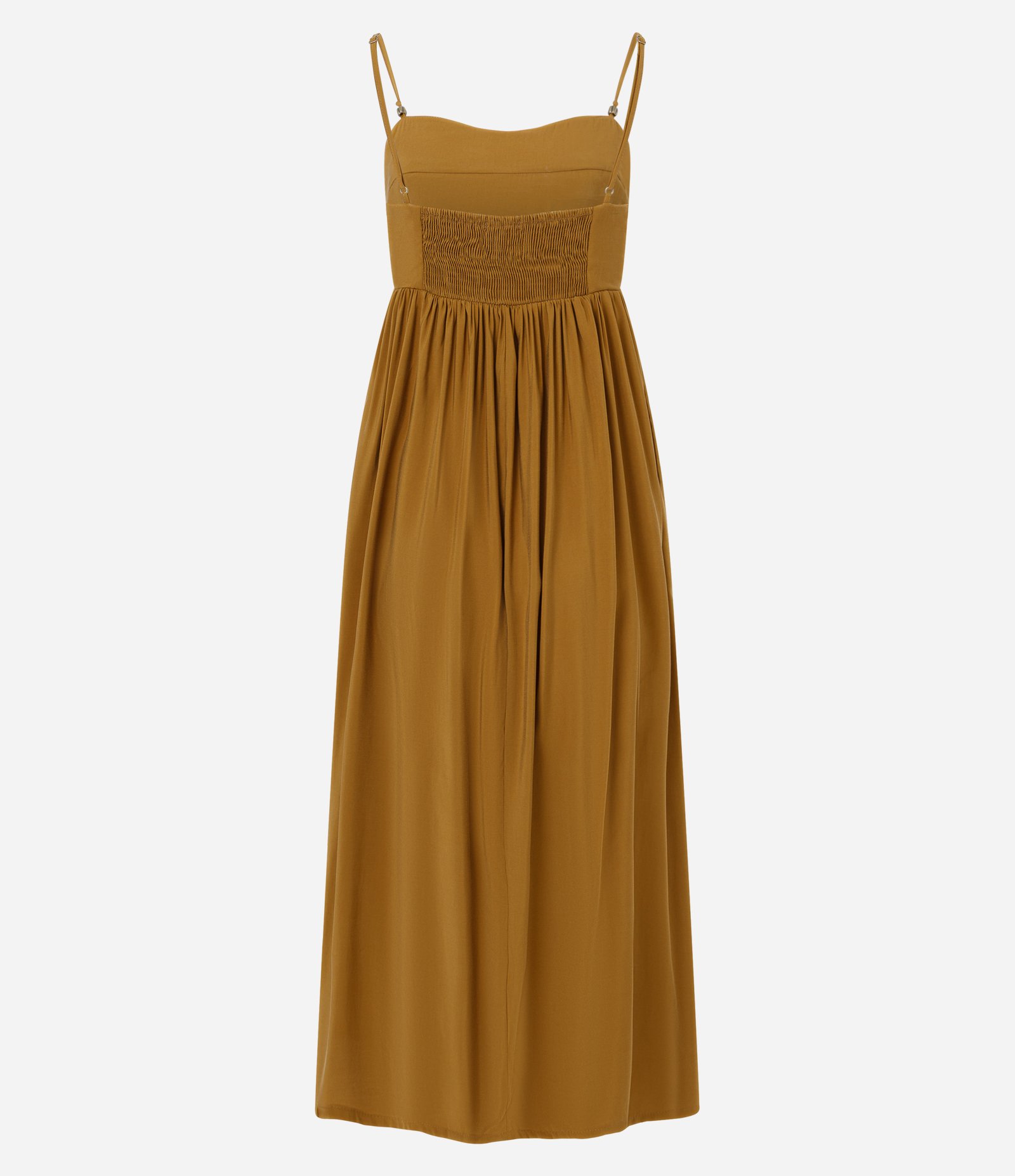 Vestido Amplo Longo com Lastex nas Costas Marrom 2