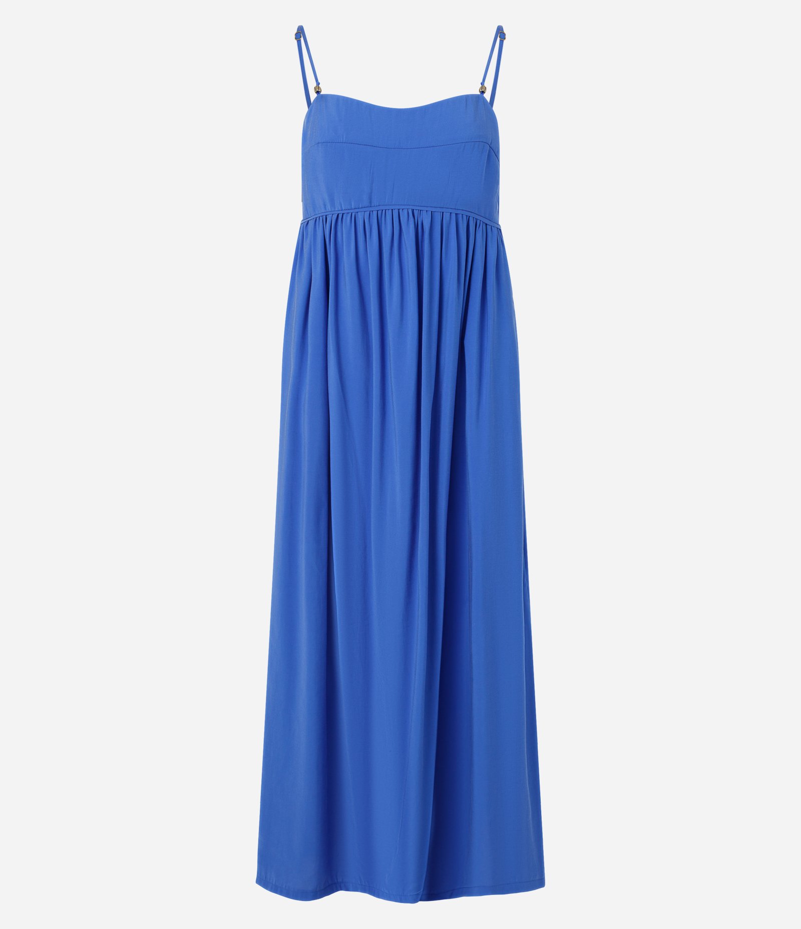 Vestido Amplo Longo com Lastex nas Costas Azul 1