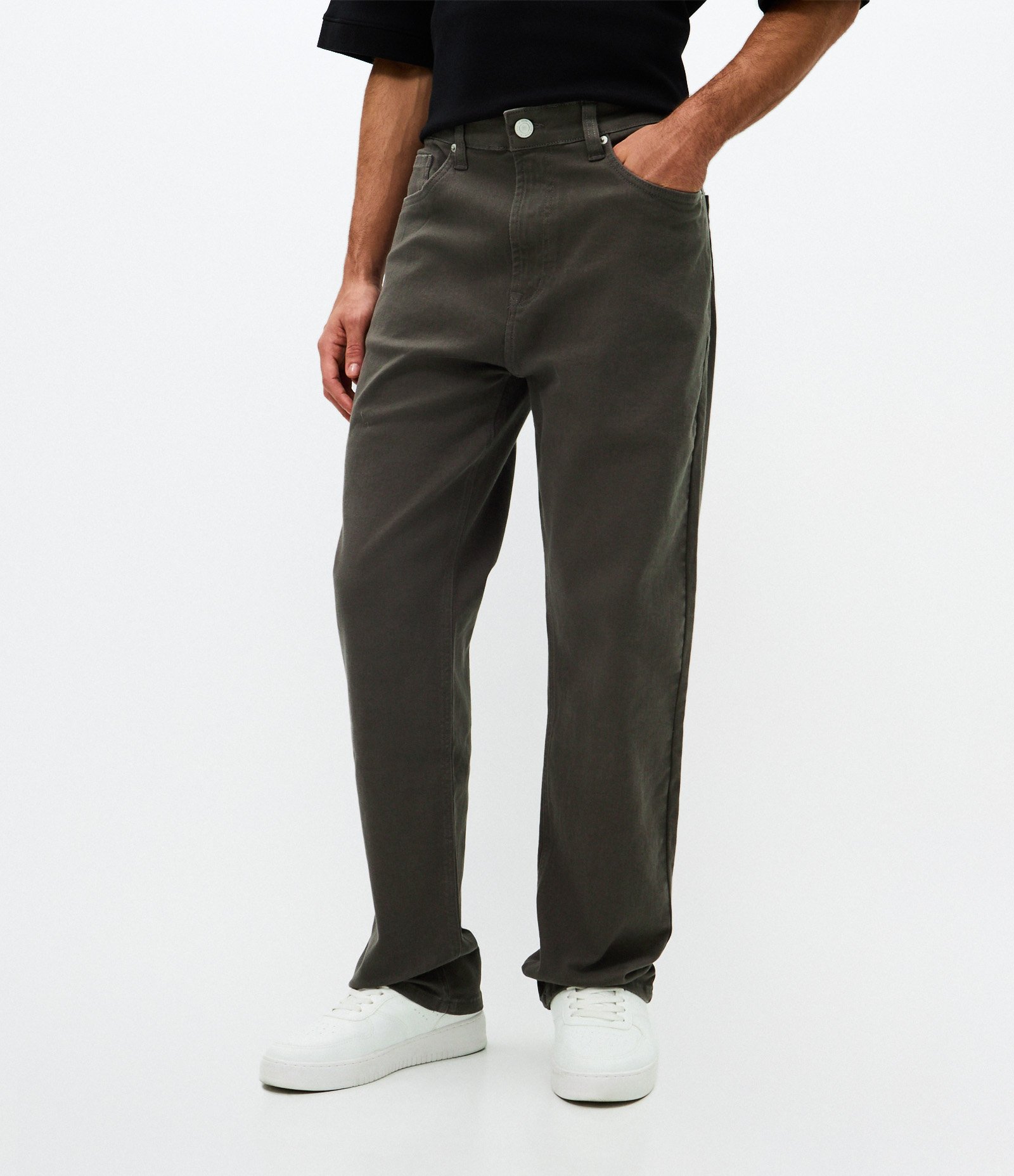 Calça Reta Vintage em Sarja Marrom 2