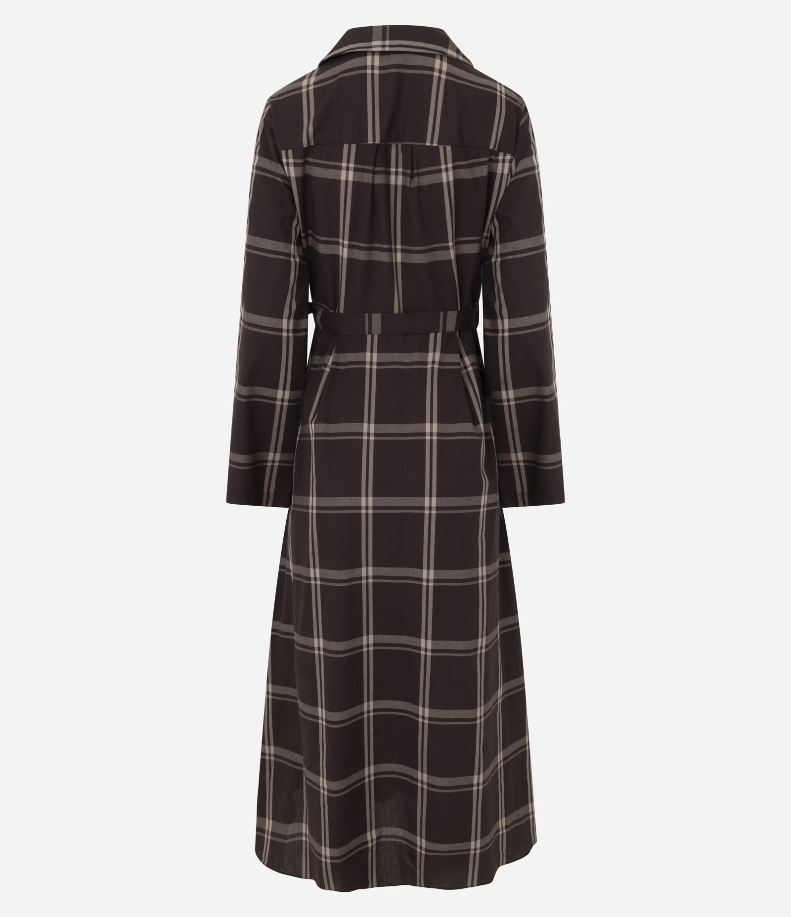 Vestido Longo com Decote Transpassado e Estampa Xadrez Marrom 6