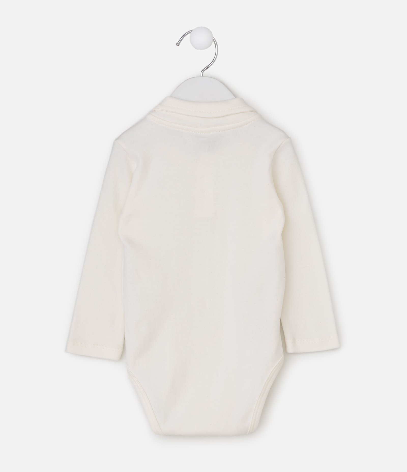 Body Infantil em Suedine com Gola Polo e Ursinho – Tam 0 a 18 Meses Off White 3
